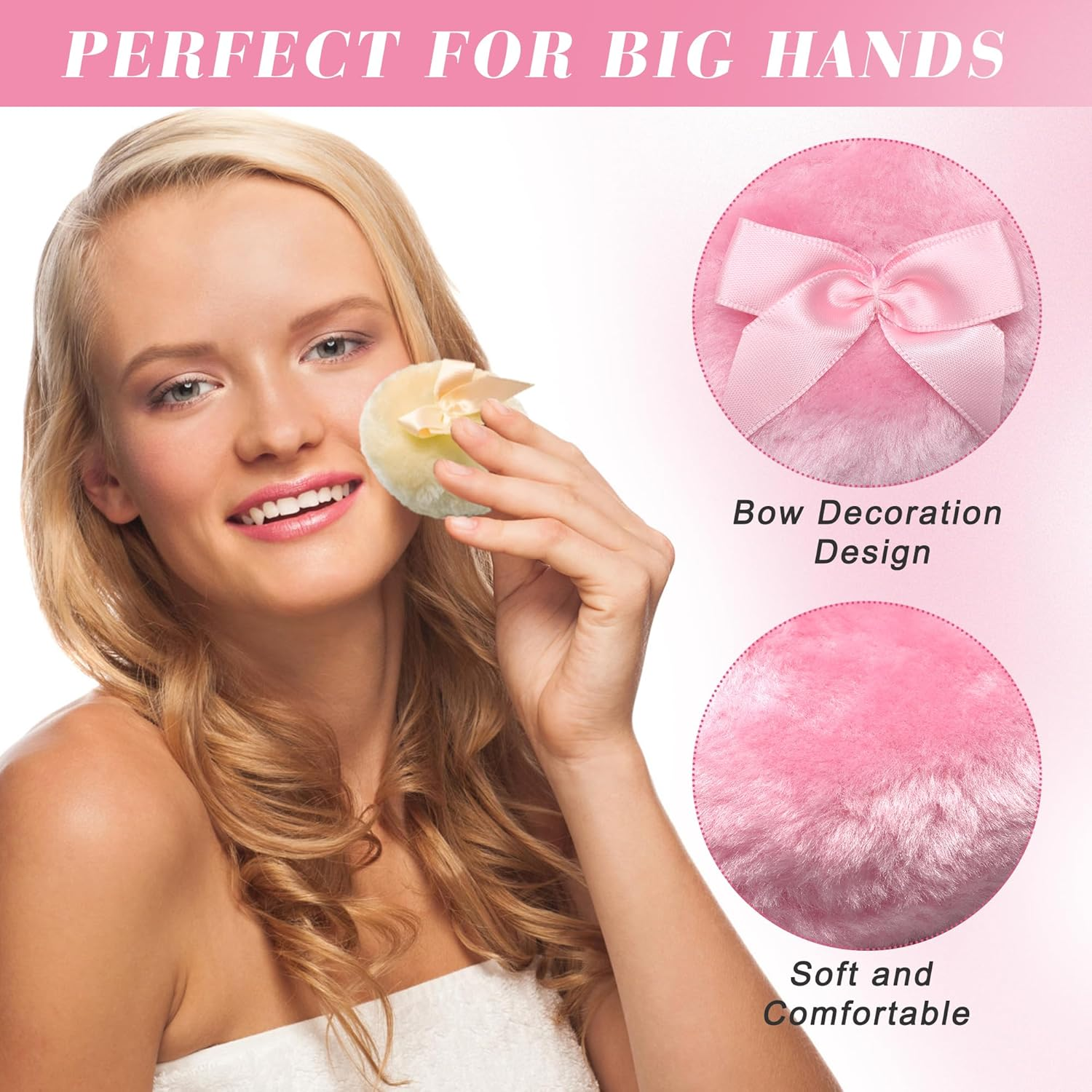 5PCS Body Powder Puff and Container, Coolrunner Crystal Clear Powder Container with Powder Spoon, Dusting Powder with Puff for Women, Washable Reusable image number 4