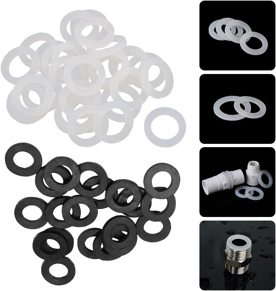 50Pcs 18Mm Aus Standard Washers Rubber Seals for Shower Head Hose Flexible Black - Black-50Pcs image number 3