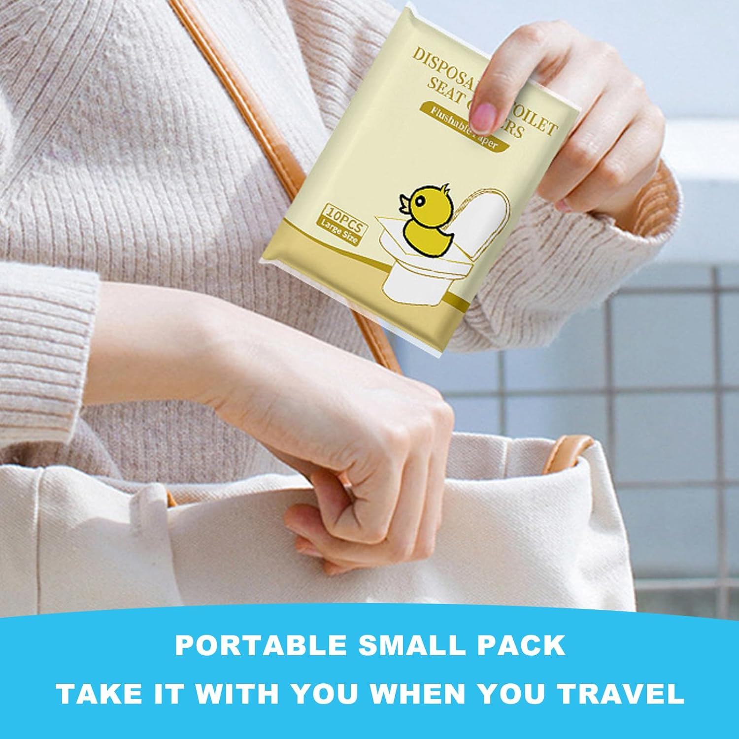 100PCS Disposable Flushable Toilet Seat Covers &ndash; Travel Essentials for Public Restrooms, Airplane, Camping & Outdoor Use &ndash; Hygienic Paper Covers for Men & Women