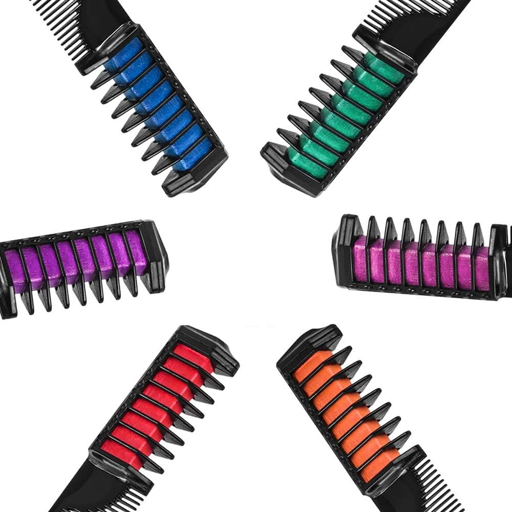 6 Colors Hair Chalk Hair Chalk Color Comb Temporary Halloween Hair Color Cream Non-Toxic Washable with Shawl for Kids Party image number 1