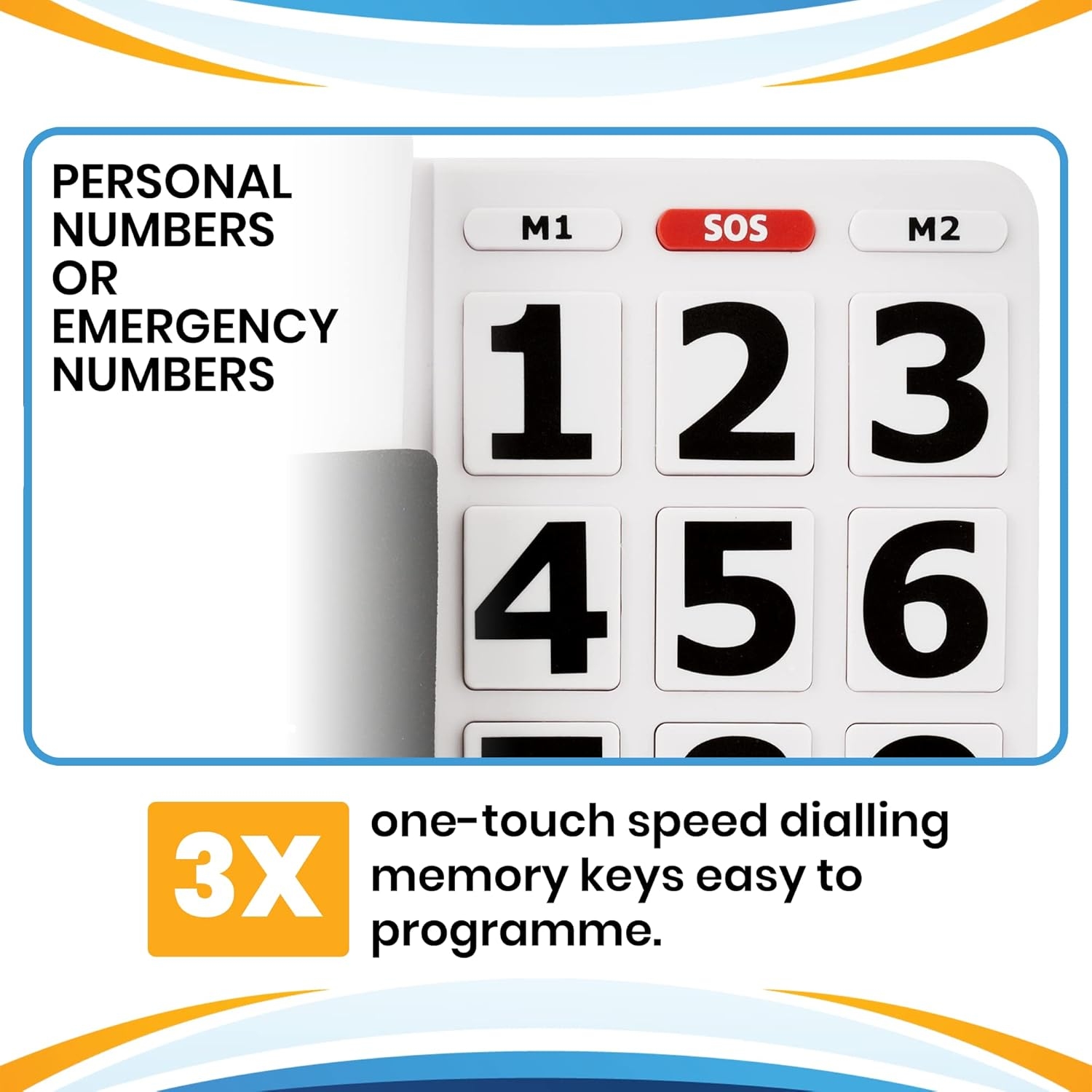 Big Button Phone for Seniors - Corded Landline Telephone - Large Buttons and One-Touch Dialling for Visually Impaired - 80 Db Amplified Ringer for Hearing Impaired, Ergonomic Non-Slip Grip image number 2