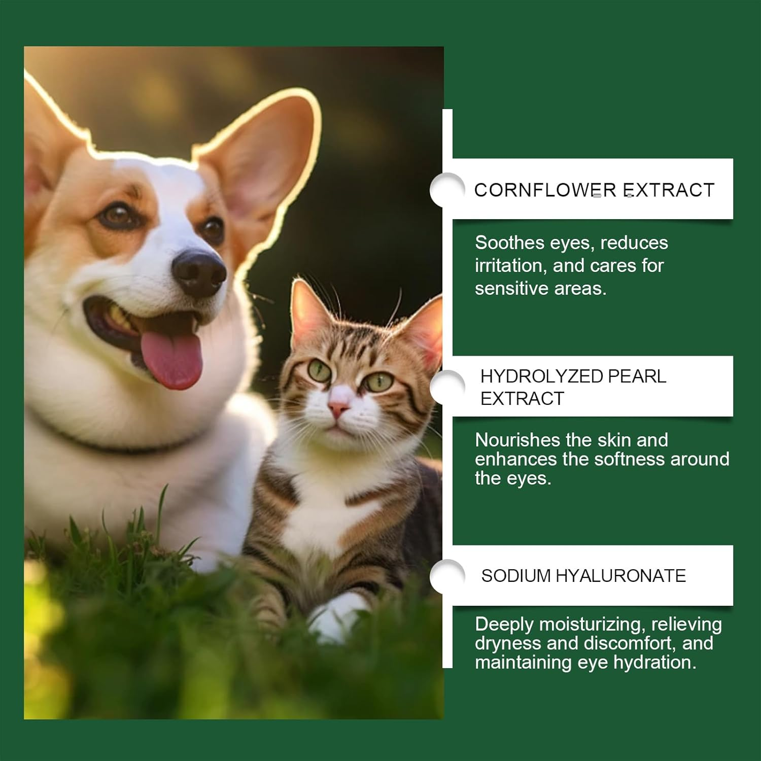 Anokasa Dog Eye Drops 60ML Eye Drops for Dogs and Cats Vet-Recommended Dog Eye Infection Treatment to Soothe Infection Allergy, Relieve Dry Eyes Pink Eyes, Pet Tear Stain Cleaner