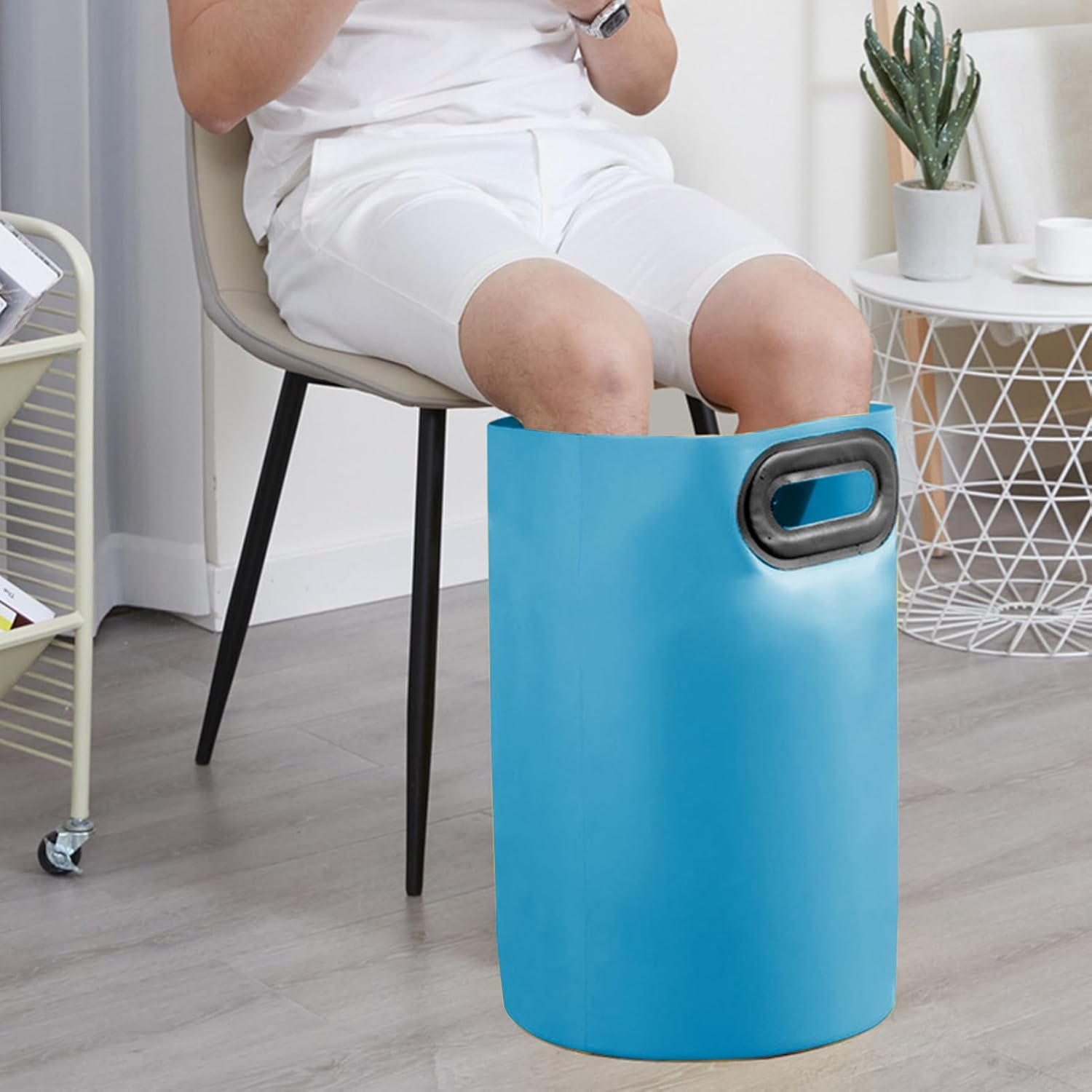 Collapsible Foot Bath Soak Tub - Portable Foot Soak Tub for Travel,Over-The-Knee Travel Thicken Over-The-Knee Insulated Foot Bag for Women, Men Puchen - Large Blue image number 3