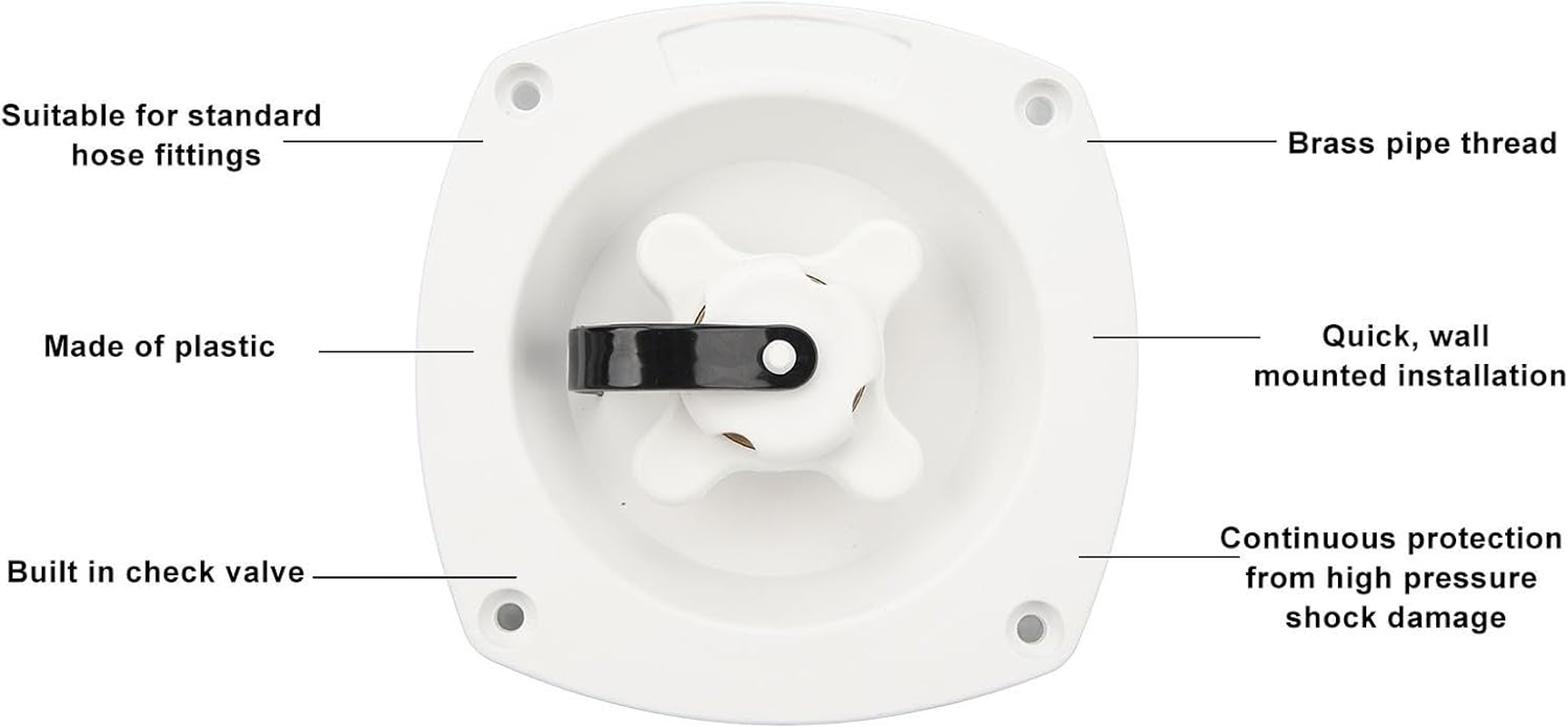 Mains Water Inlet with Pressure Regulator, Wall Mount Pressure Regulated Water Entry for Caravan, RV, Boat, Built-In Check Valve Tank Hatch Reduce Pressure Regulator Filler Entry image number 1