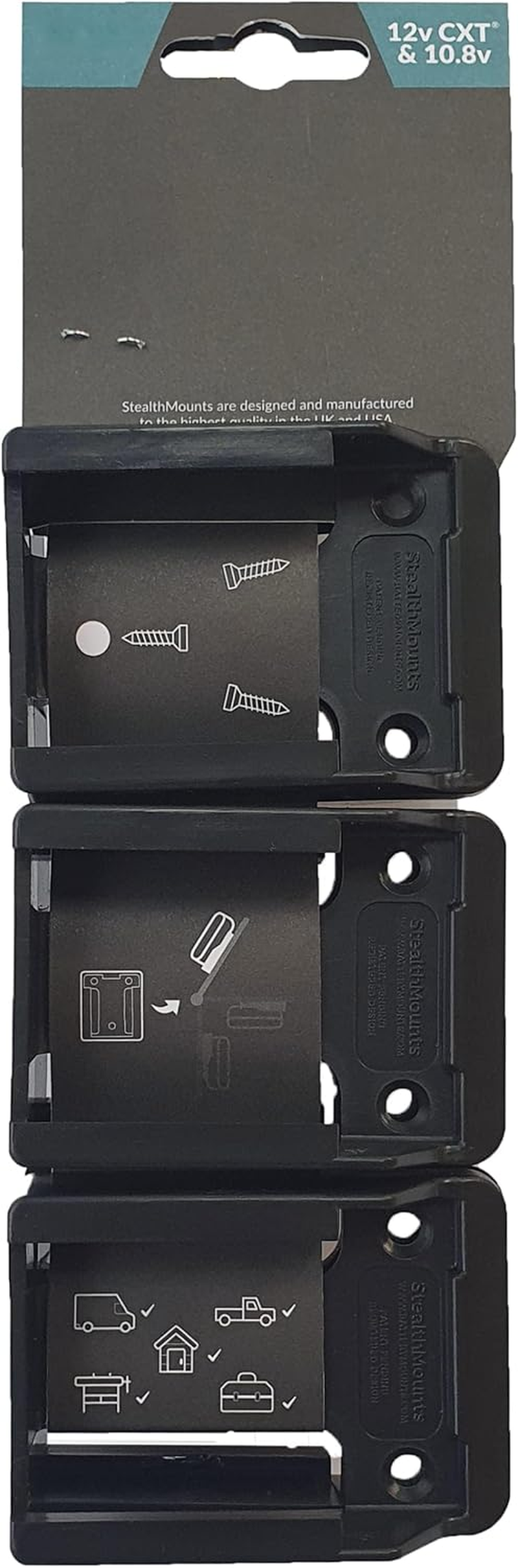 Stealthmounts Battery Holder Compatible with Makita 12V CXT (6 Pack) - Black | Stealthmounts Battery Mounts | Made in the UK image number 2