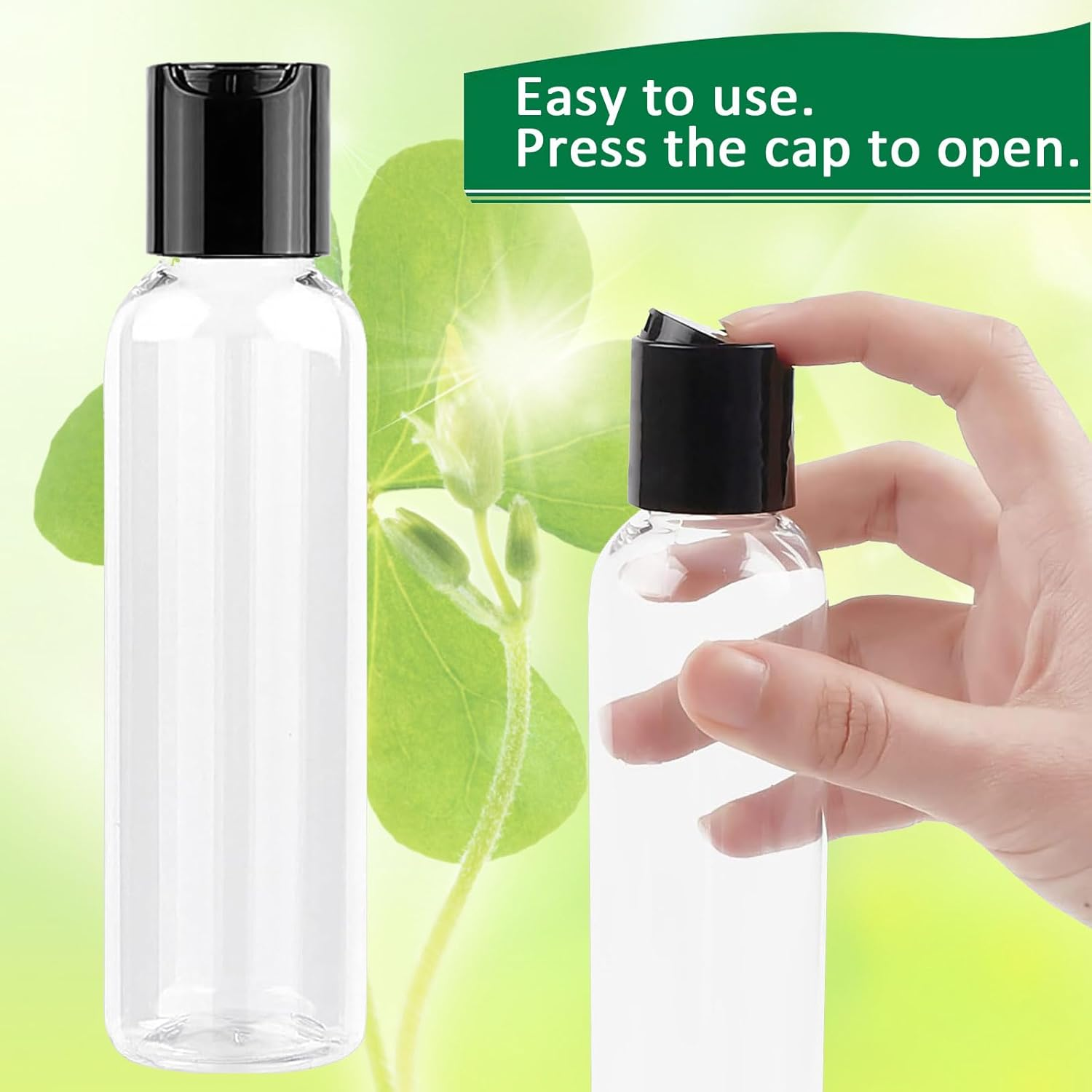 3PCS 200ML Plastic Bottles with Disc Top Flip Cap Empty Squeeze Bottles Clear Refillable Travel Container Dispensing with Funnel & Label for Liquids Lotion Shampoo Toiletries Cosmetic image number 2