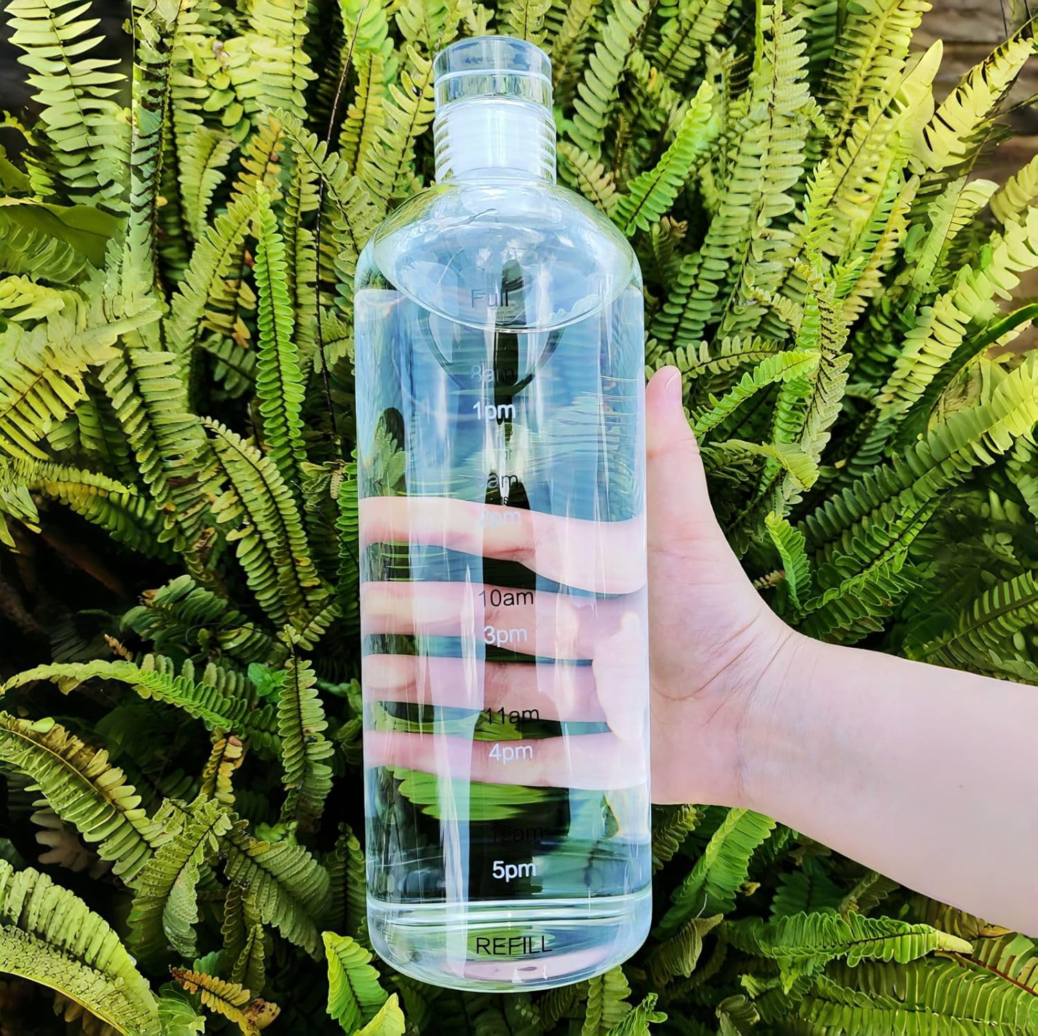 HENGFEI Borosilicate Glass Drink Bottle 1L, Clear Glass Water Bottle with Time Markings and Travel Sleeve, Glass Lid. (1 Litre Transparent) - 750Ml Transparent image number 4