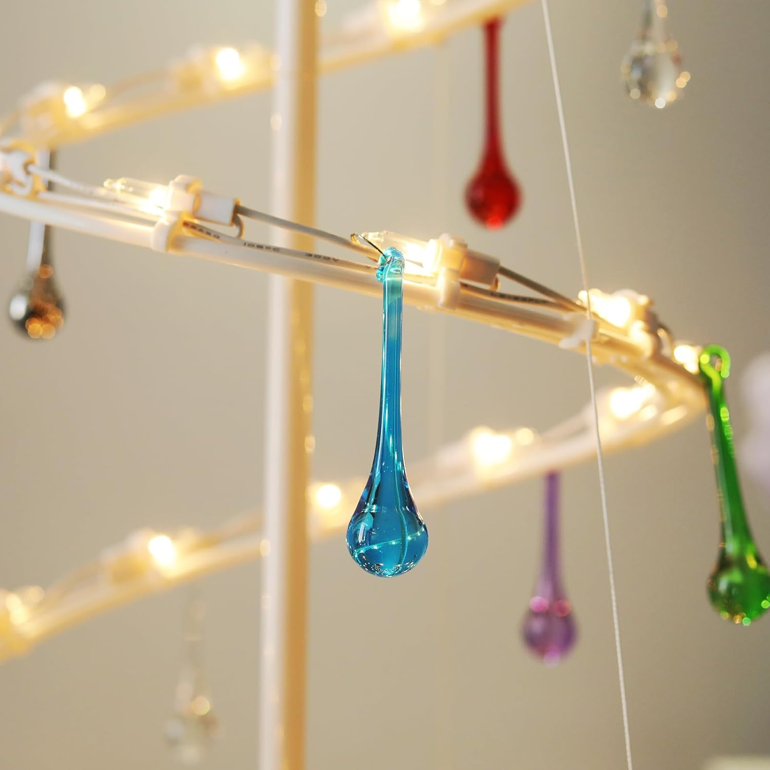 LONGWIN 20Pcs 3Inch Crystal Teardrop Pendant Chandelier Parts Wedding Decoration Christmas Tree Decorations (Multicolor) - Champagne image number 2