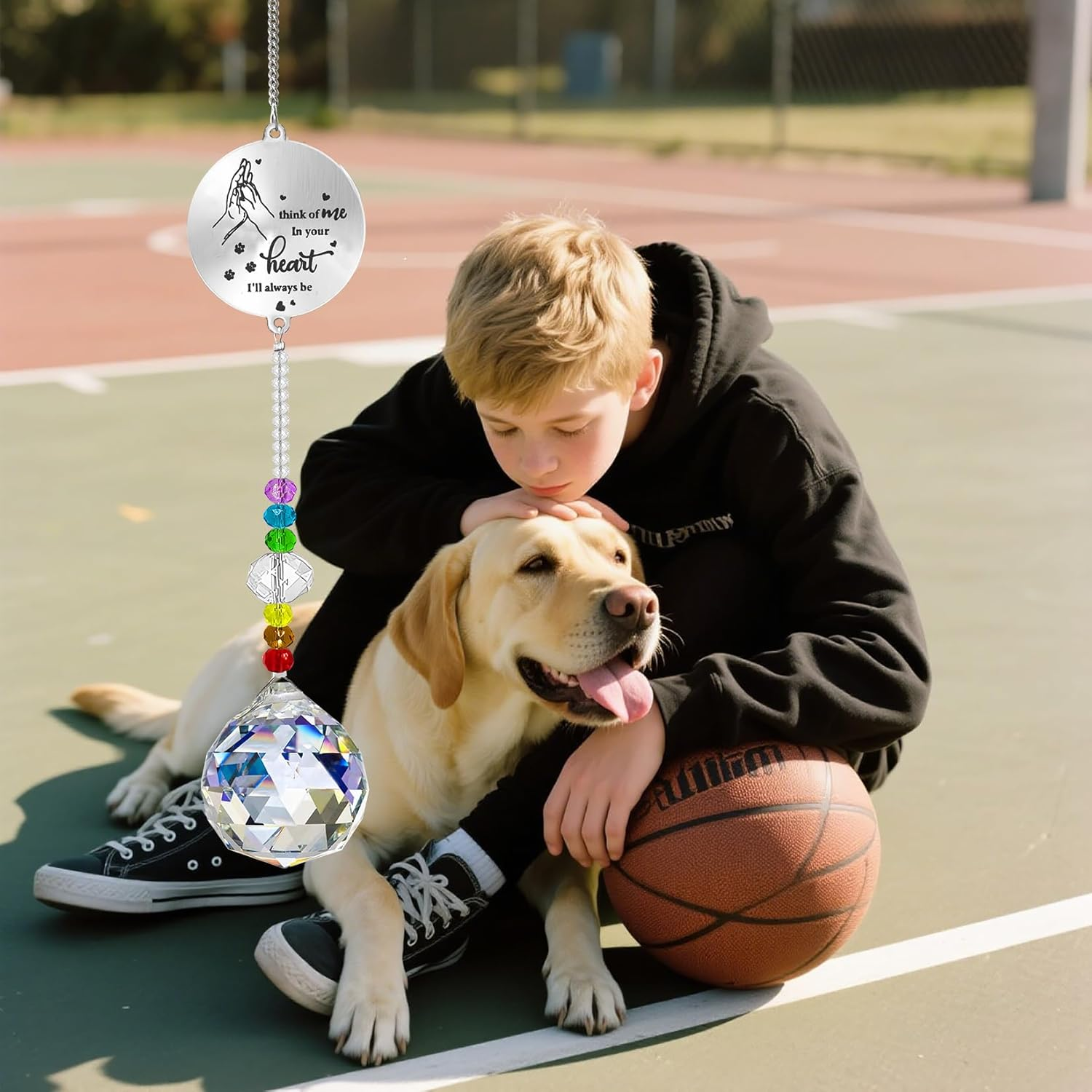 Peili Dog Memorial Gifts for Loss of Dog, Pet Paw Print Sympathy Gifts Crystal Window Suncatcher,Bereavement Gift Sun Catcher,Dog Remembrance Gift Rainbow Maker,Pet Passing Away Loss Gifts (D) image number 6