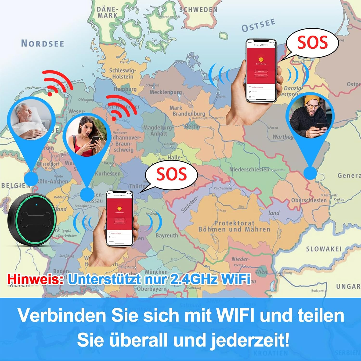 DAYTEE Mobile Doorbell, Wifi Tuya Smart Doorbell, Touch Outdoor Waterproof Doorbell (Black, 1 X Receiver + 3 X Transmitters) image number 4