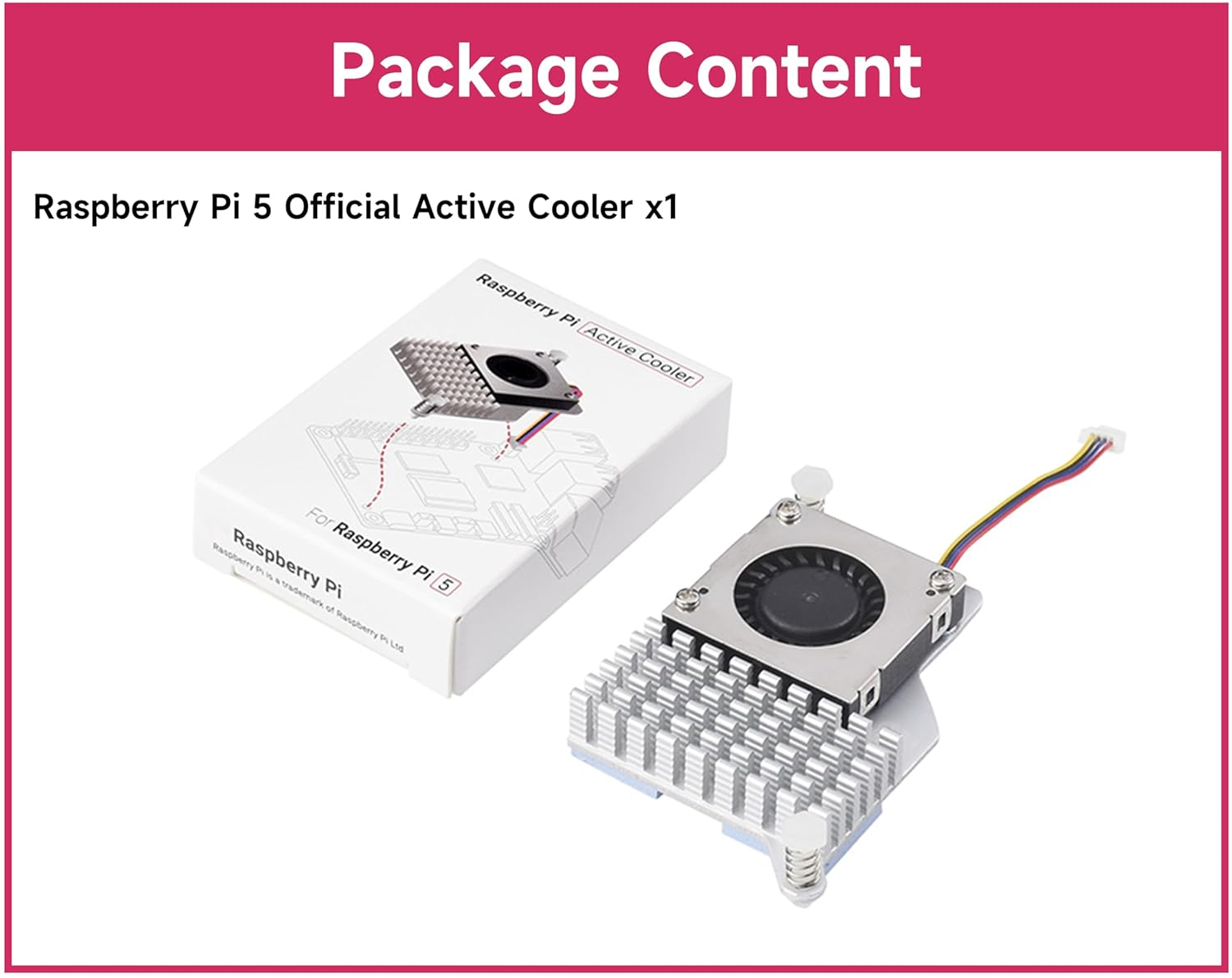 Official Active Cooler for Raspberry Pi 5, Combines an Aluminium Heatsink with a Temperature-Controlled Blower Fan to Accelerate Heat Dissipation