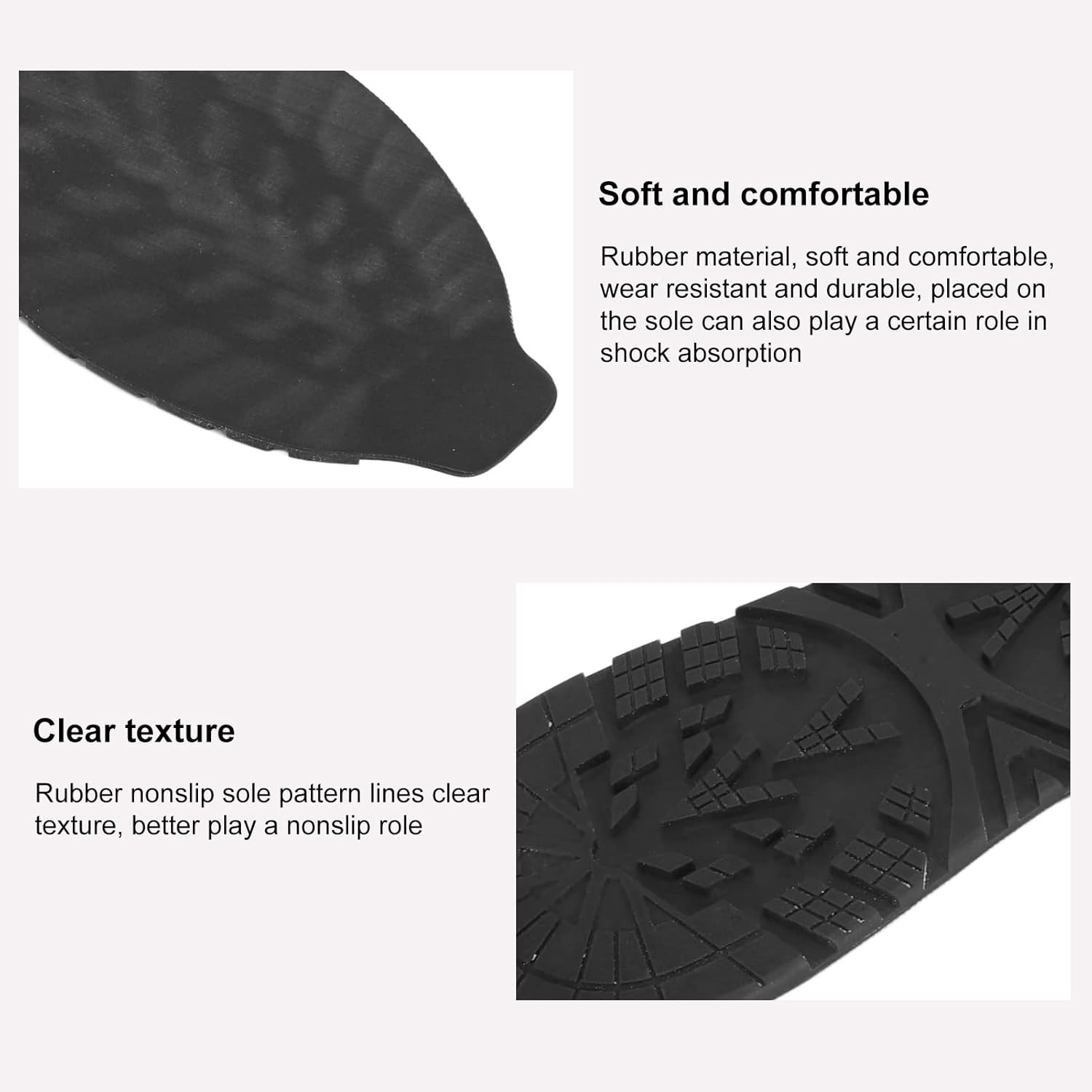 Shoe Sole Repair, Rubber Soles for Bottom of Shoes, Cuttable Elasticity Skid Full Soles Rubber Replacement DIY Repair for Sneaker, Shock Absorption Rubber Soles (41-44) - Black image number 6