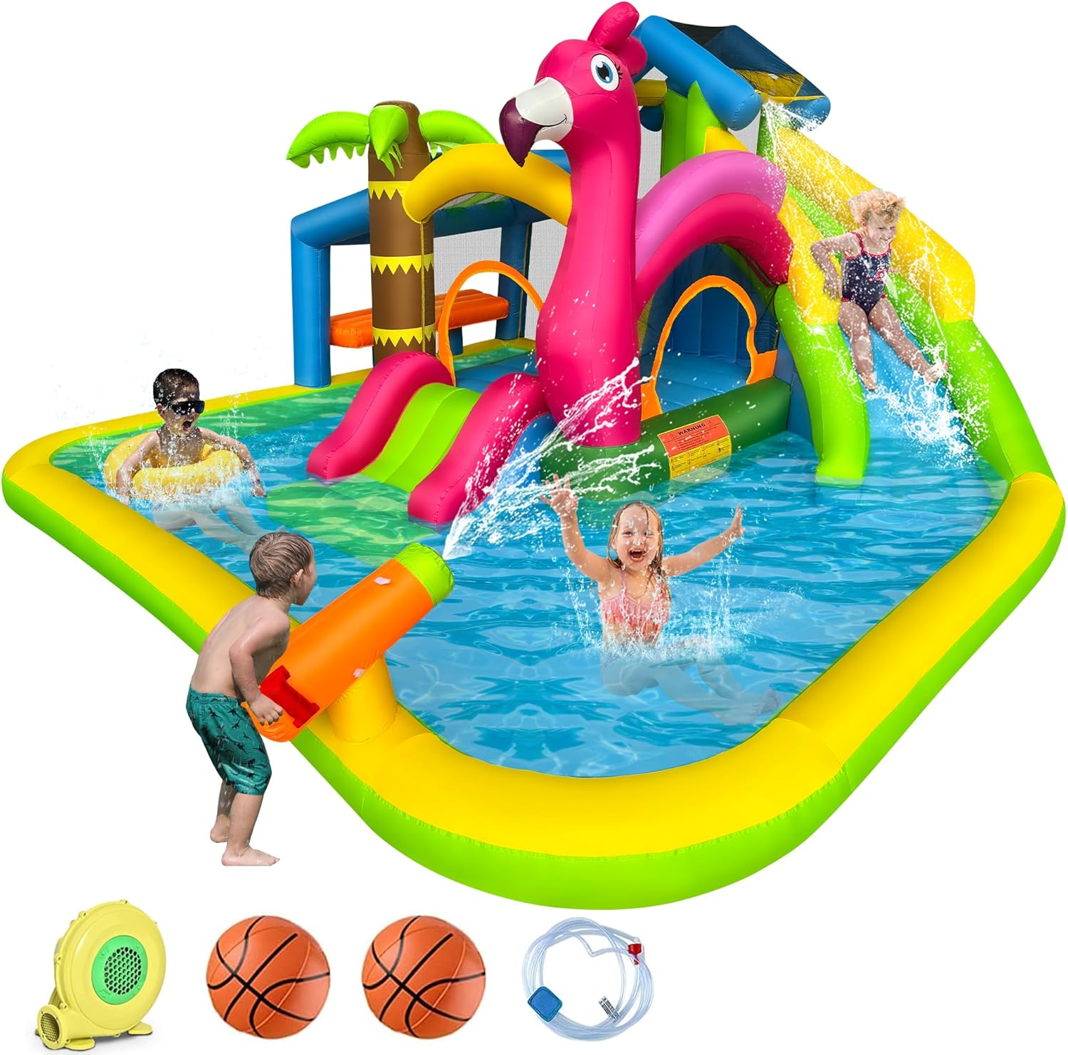 Inflatable Water Slide Flamingo Bounce House Water Park image number 2
