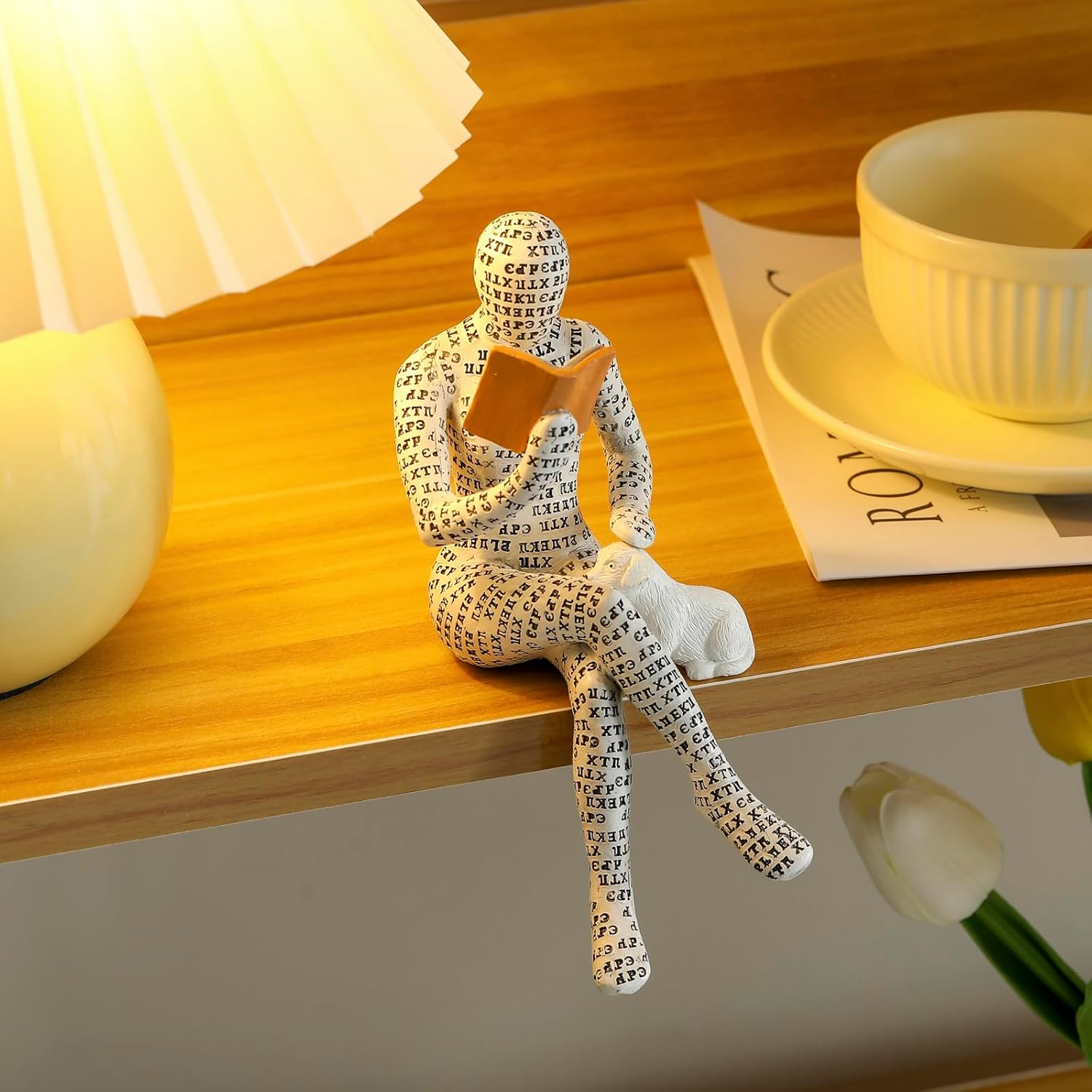 Home Decor Thinker Statue Pulp Reading Women Aesthetic Bookworms Abstract Sculpture Decoration for Home, Office, Living Room（11） image number 4