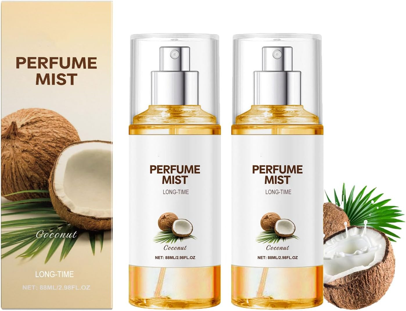 Coconut Women'S Perfume Spray, Coconut Body Spray, Long-Time Fragrance, Natural Concentrate Scented, Essential Oils for Hair and Body, Refreshing and Relaxing Scent, for Women Everyday Use (1Pcs)