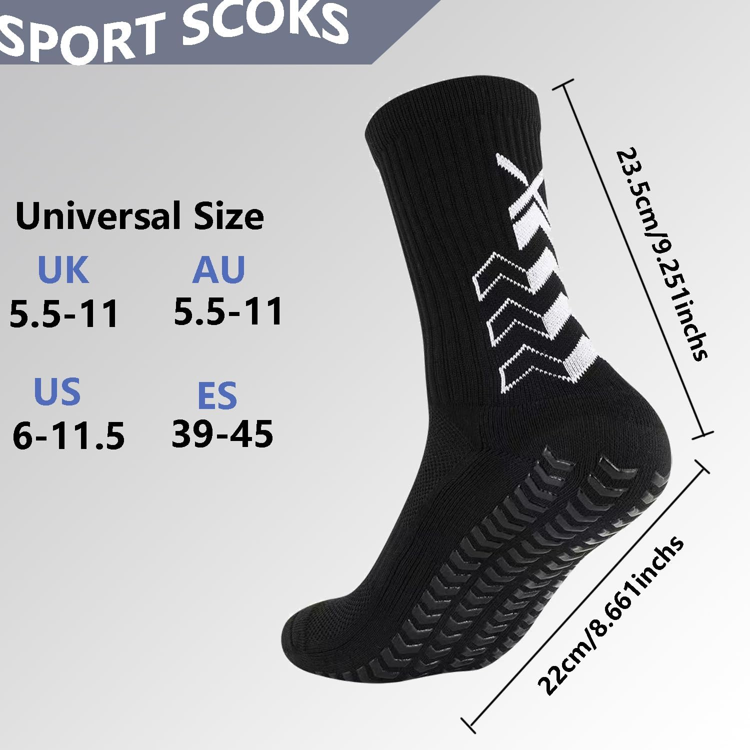 Soccer Socks Football Socks Grip Socks Non Slip Socks for Training Athletic (4 Pairs) image number 3