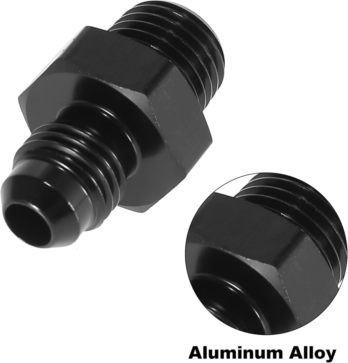X AUTOHAUX 2Pcs AN4 Male to 1/4" NPT Male Union Car Flare Reducer Hose Fitting Adapter Universal Aluminum Alloy Fuel Oil Line Pipe Connector Black Anodized image number 4