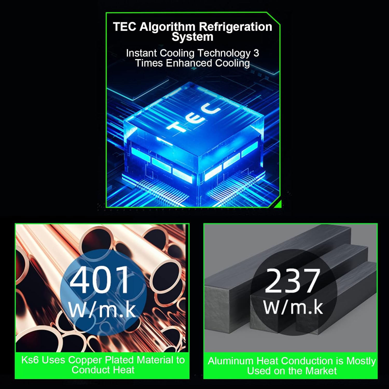 TOPINCN Portable Phone Radiator Fan with TEC Algorithm Refrigeration System Powerful Turbine Fan Black for Gaming Live Streaming for Smartphone Users image number 4