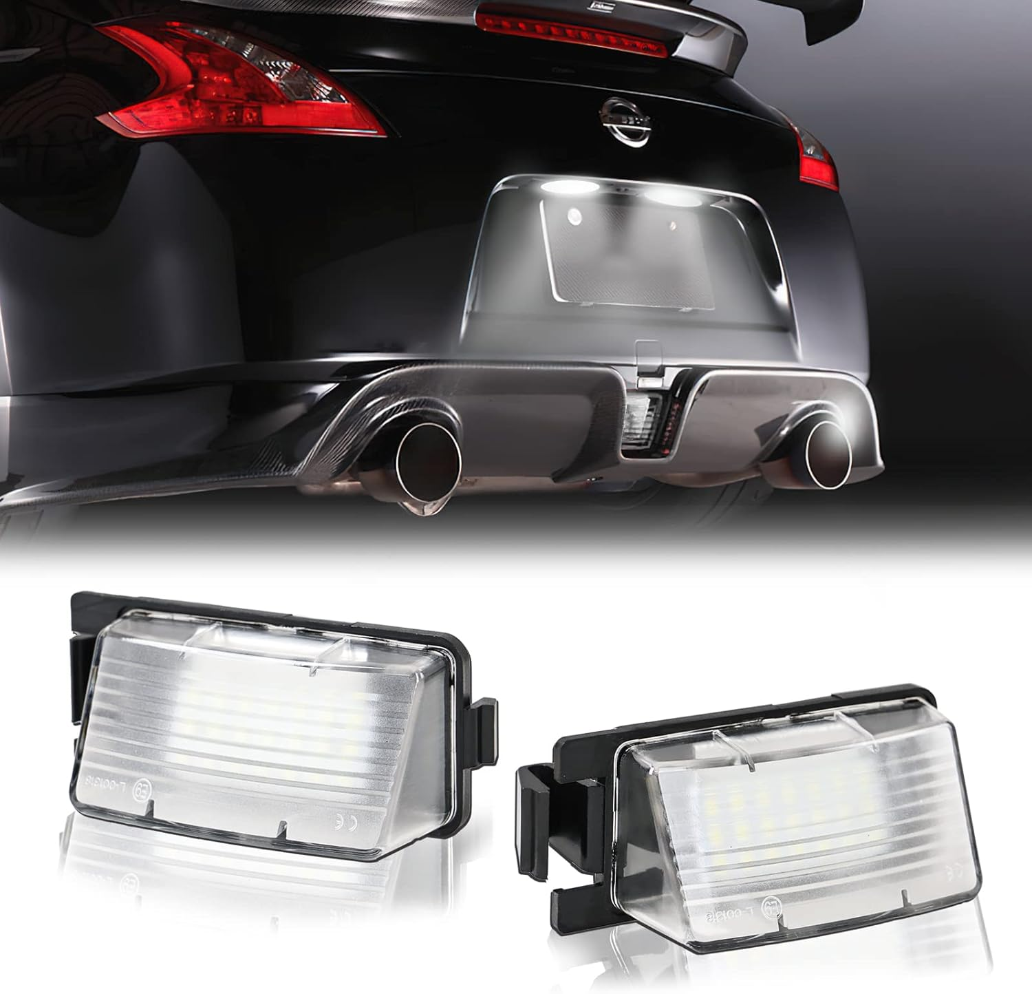 LED License Plate Light for Nissan 350Z 370Z GT-R Versa Cube Leaf & Infiniti G25 G35 G37 Q40 Q60 Tag Lamp Assembly, 6000K White 2PCS image number 2