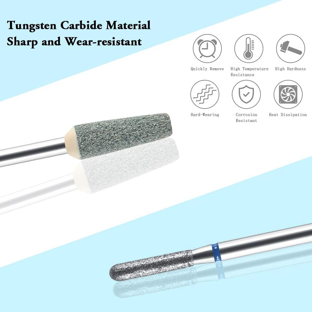 URAQT Nail Drill Bits Set, 10 Pcs Electric Nail Drill Kit 3/32", "Professional Cuticle Polishing Bits for Acrylic Gel Nails, Electric Nail Files Manicure Pedicure Drill Tool image number 1