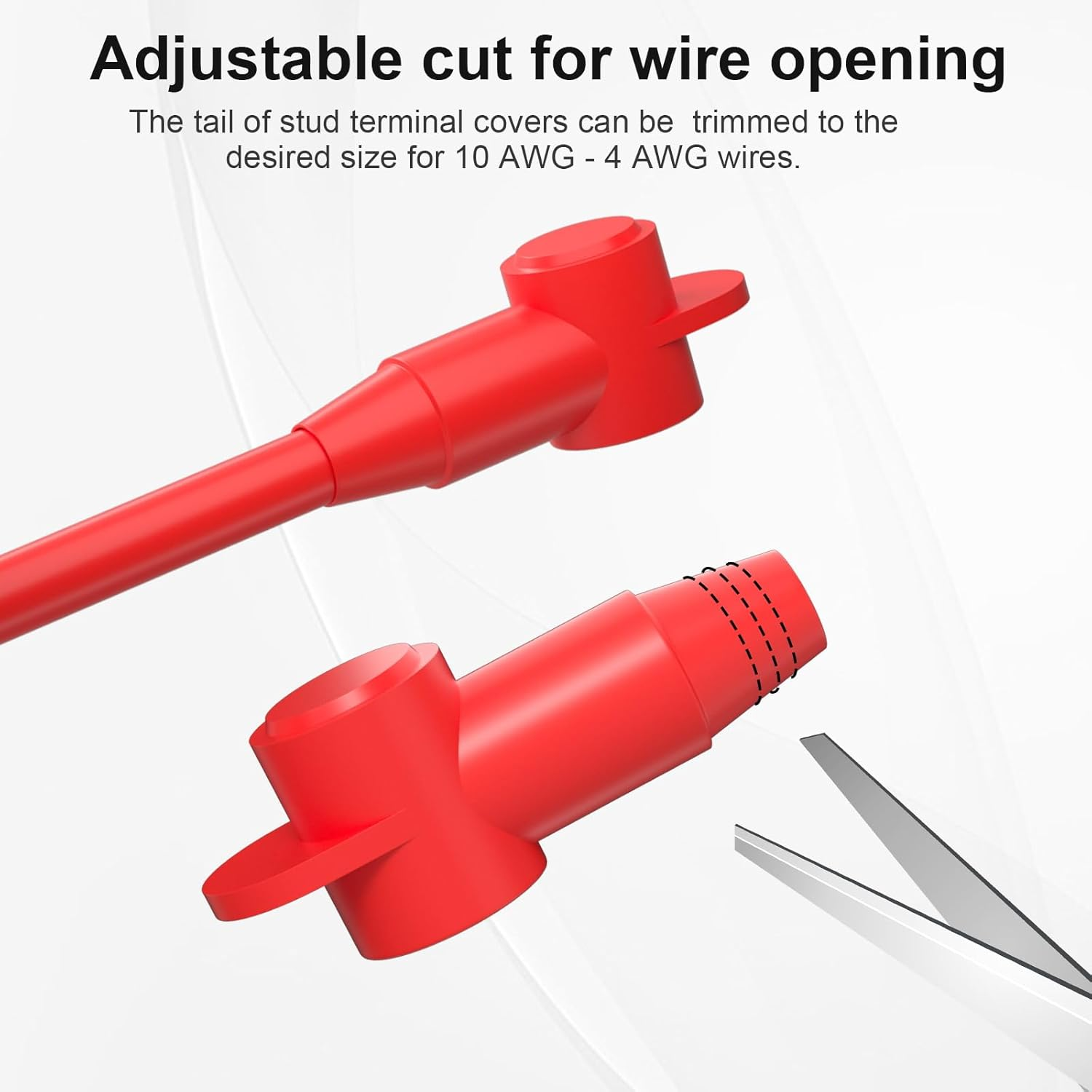 Betybedy 10 Pack Silicone Battery Terminal Covers for 10-4AWG Wire, Insulated Battery Terminal Protectors for 1/4", 5/16", 3/8" Battery Post, Battery Stud and Power Junction Blocks Cover image number 4