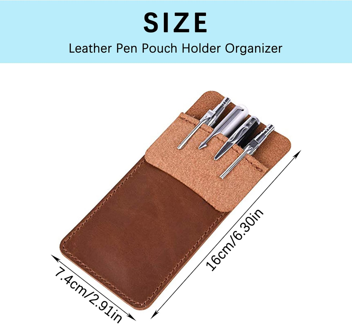4 Packs Pocket Protector, FHDUSRYO Multi-Purpose Leather Pen Pouch Holder Organizer, Pens Pocket Protector for Pens Pointers Pencils Ruler image number 2