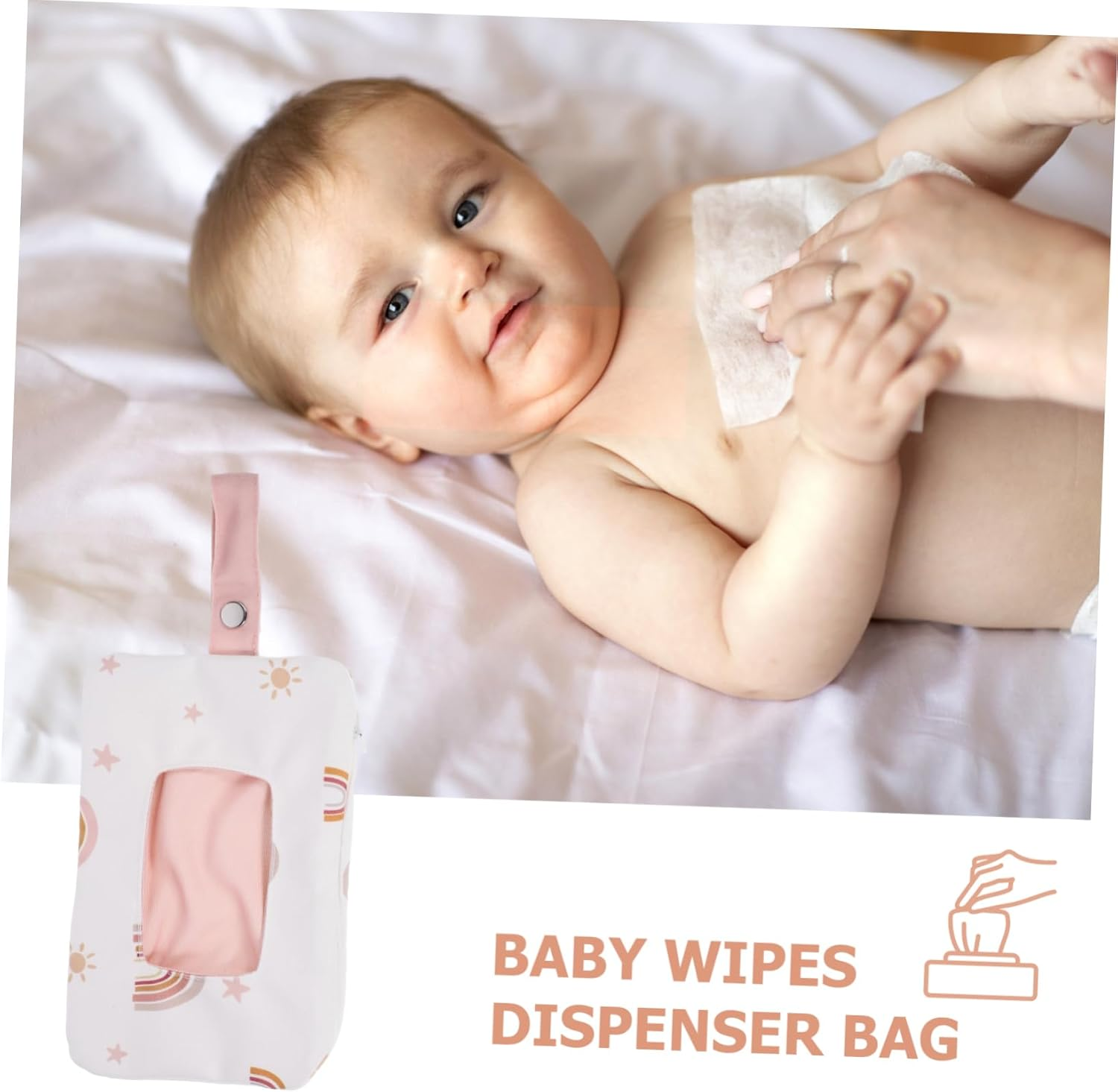 Small Wipes Dispenser Bag Portable Wet Tissue Box Easy Access Loop Stylish Cartoon Design image number 3