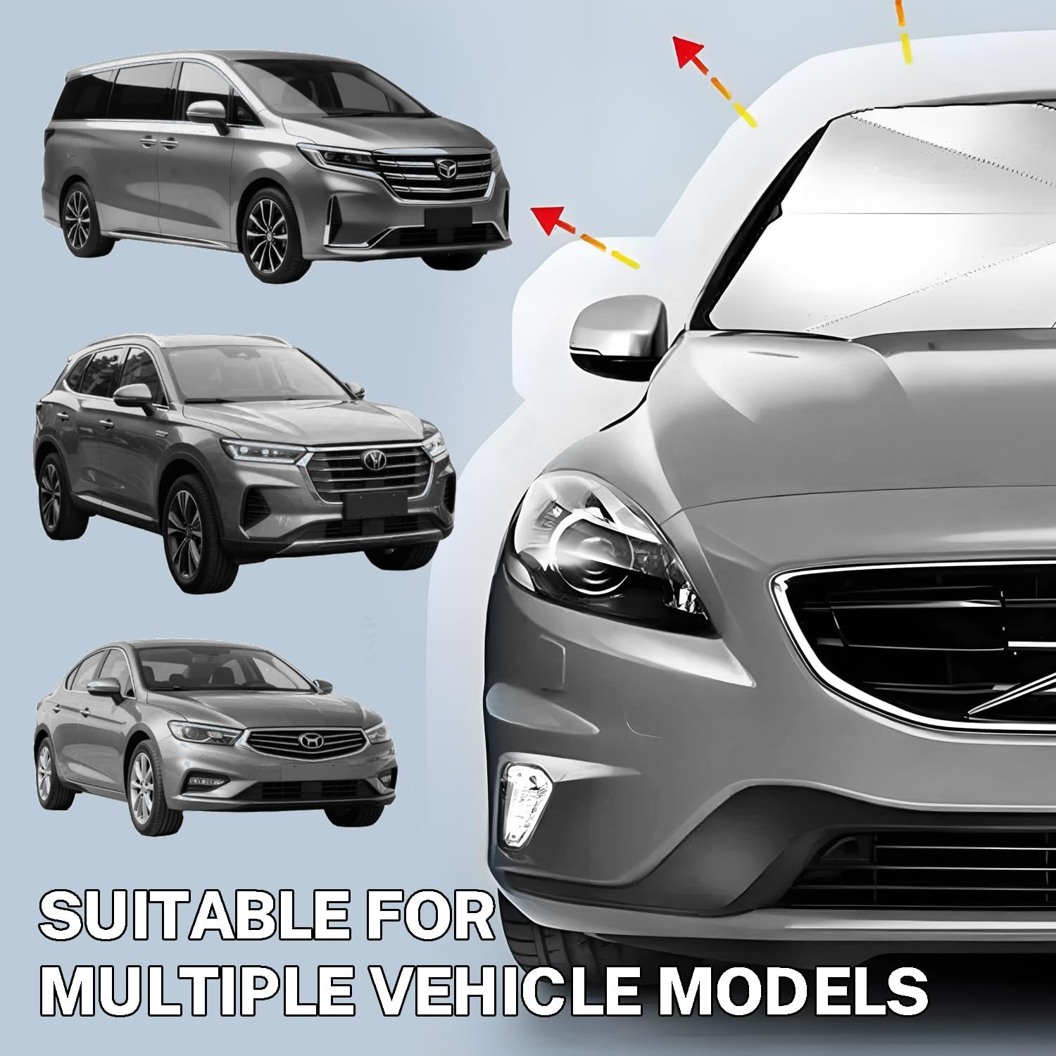 Yotsuba Car Windshield Sun Shade Umbrella, Foldable Car Umbrella Window Sunshades, 140 X 80 Cm Large Size Auto Windshield Covers Trucks Cars Cover, UV Protection, Heat Insulation image number 6