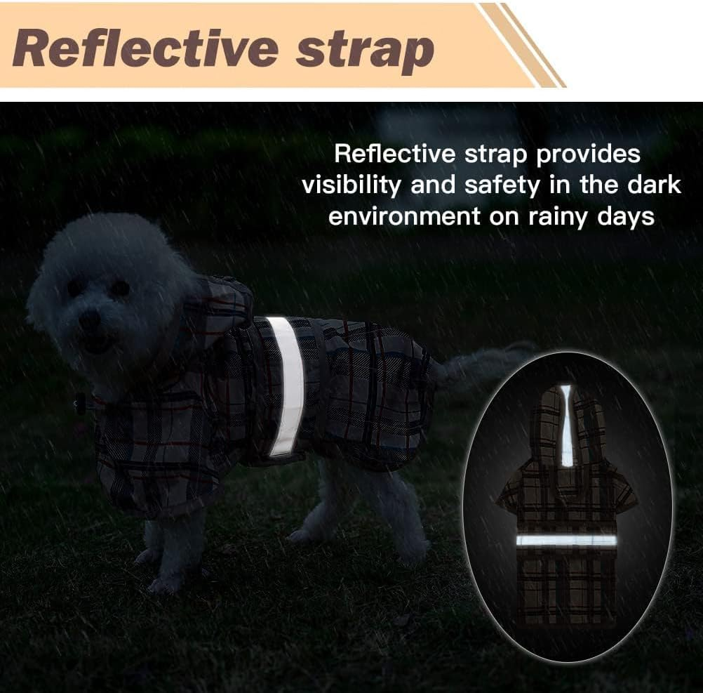 KOOLTAIL Dog Raincoat Hooded with Reflective Strip - Waterproof Dog Jumpsuit Raincoat Adjustable Lightweight Breathable Rain Poncho Jacket Rainwear for Small Medium Large Dogs - Small image number 5