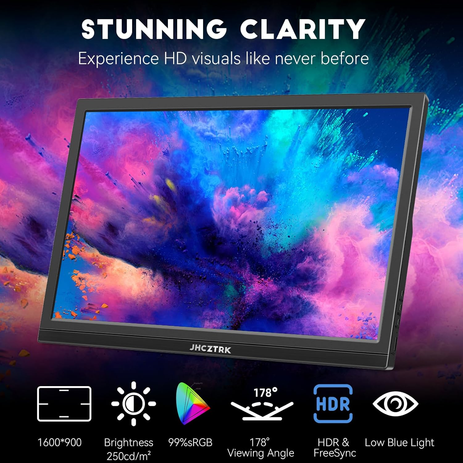 Portable Monitor 17.3Inch 1600X900 HDMI USB-C Laptop Gaming Monitor with Built-In Speakers and Stand External Slim Travel Monitor Mac Smartphone PS4/PS5 Gaming Monitor Second Monitor image number 2