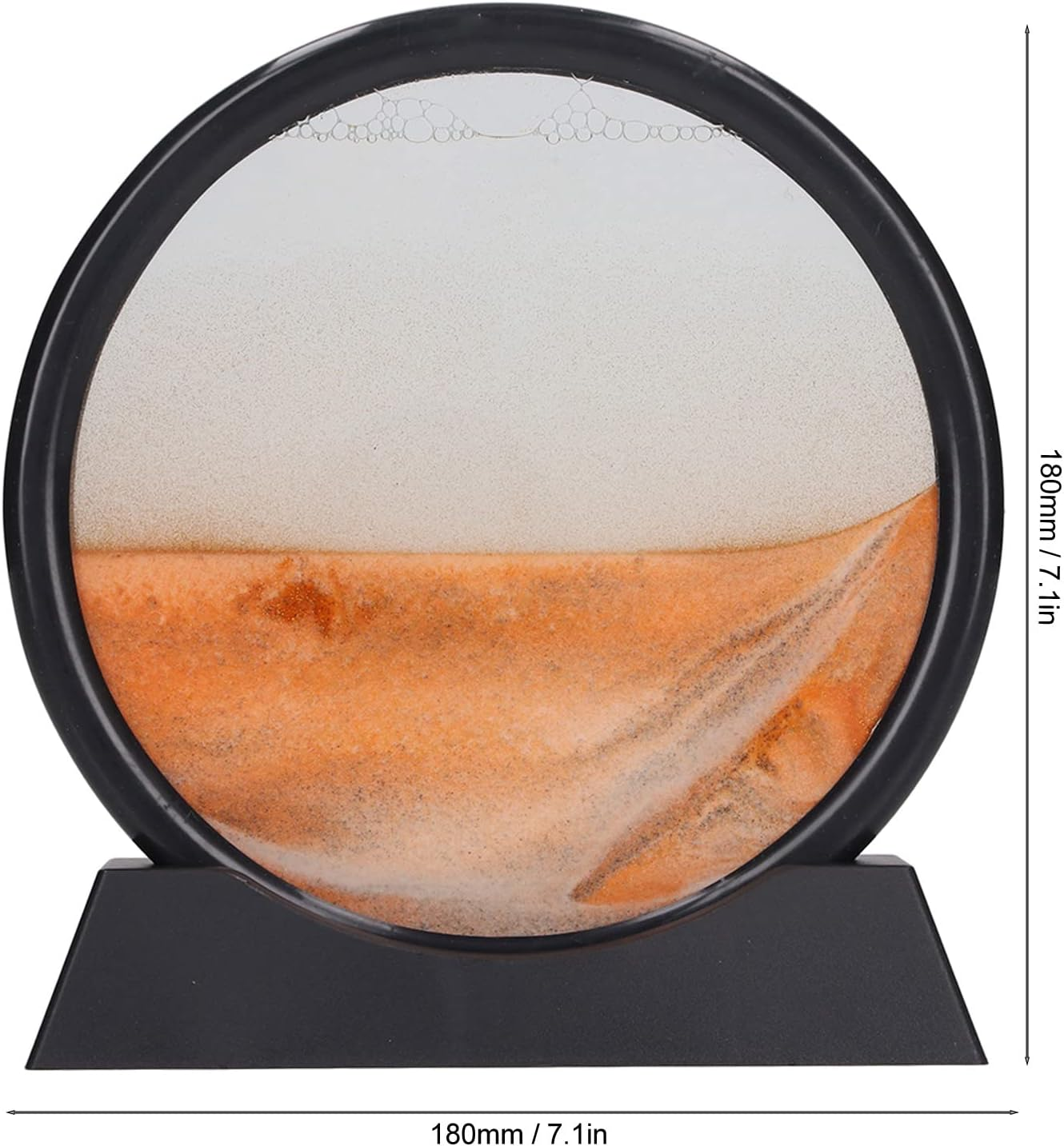 Moving Sand Art Picture, round Glass 3D Deep Sea Sandscape in Motion Display, Quicksand Painting Decor, Relaxing Desktop Toy for Kids, Adults, Home and Office Decor (Yellow) - Black image number 5