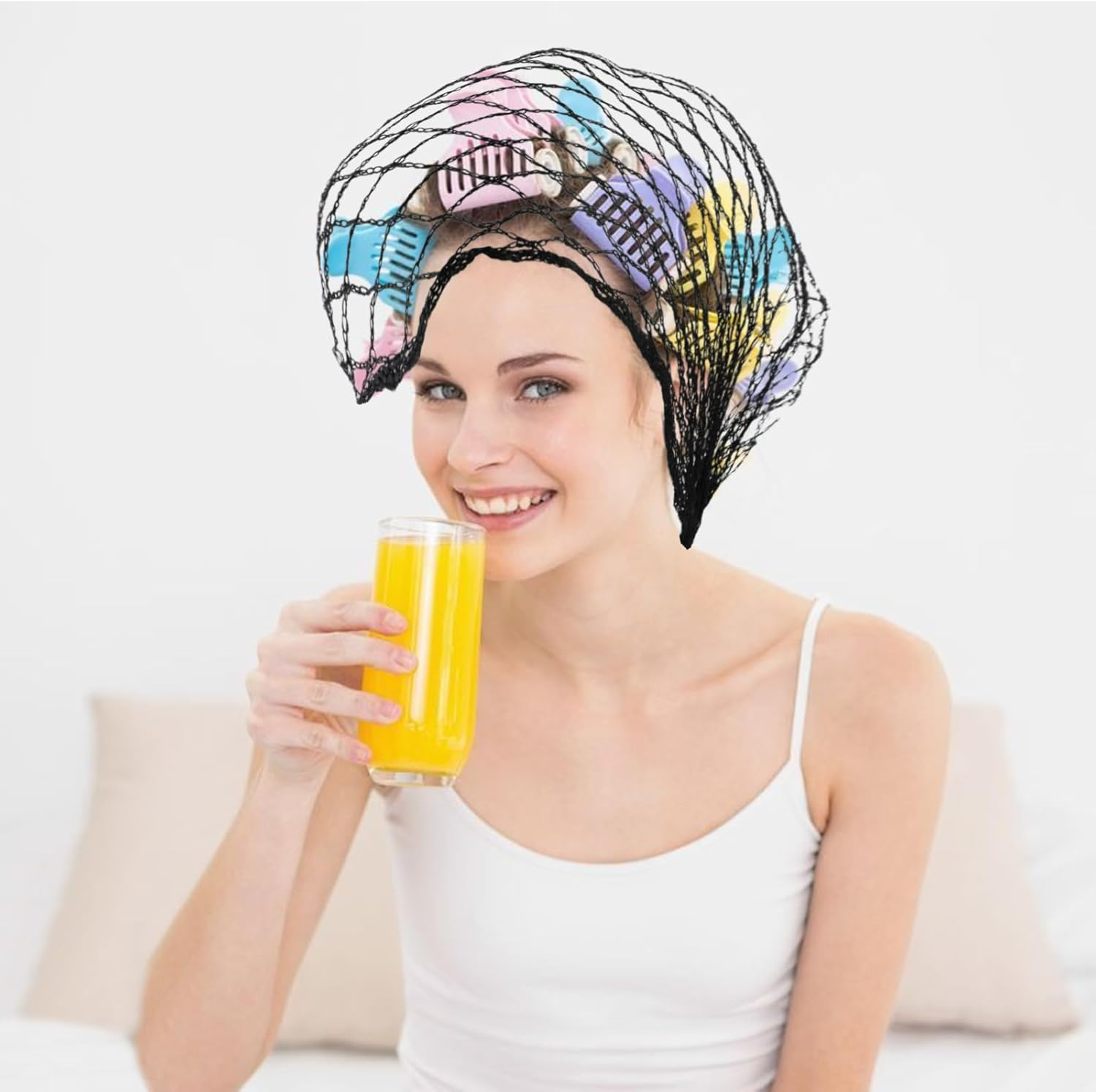 4-Piece Hair Net for Rollers, Triangular Mesh Women'S Hair Net for Salon Styling, Sleep Styling, Fixed Hairstyle,Hair Protection (Approx. 35.5 * 35.5 * 57 Inches) image number 2