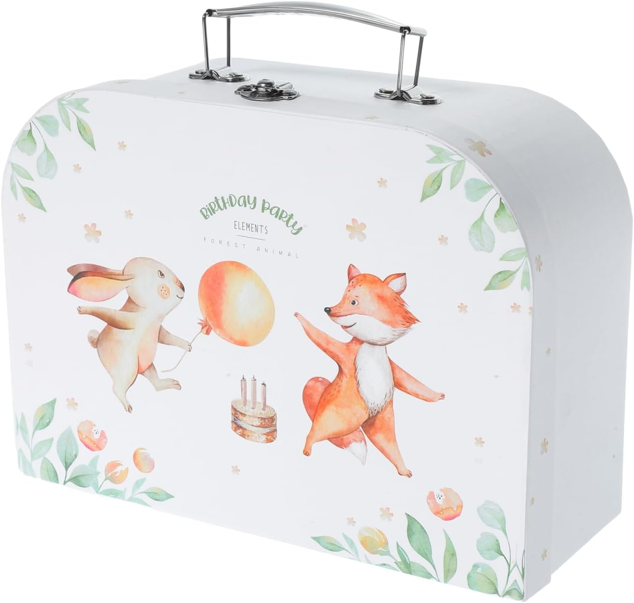 FRCOLOR Paperboard Suitcase Storage Box 9.8 Inch Kids Portable Toy Organizer DIY Craft Box for Birthday Party and Home Decoration image number 5