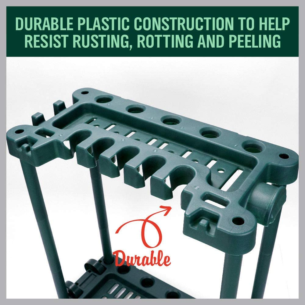 HORUSDY Garden Tools Storage Rack, Large Size, Portable Rolling Utility Rack with Wheels for Long and Short Handles Garage Organizer Fits 40 Yard Tools image number 4