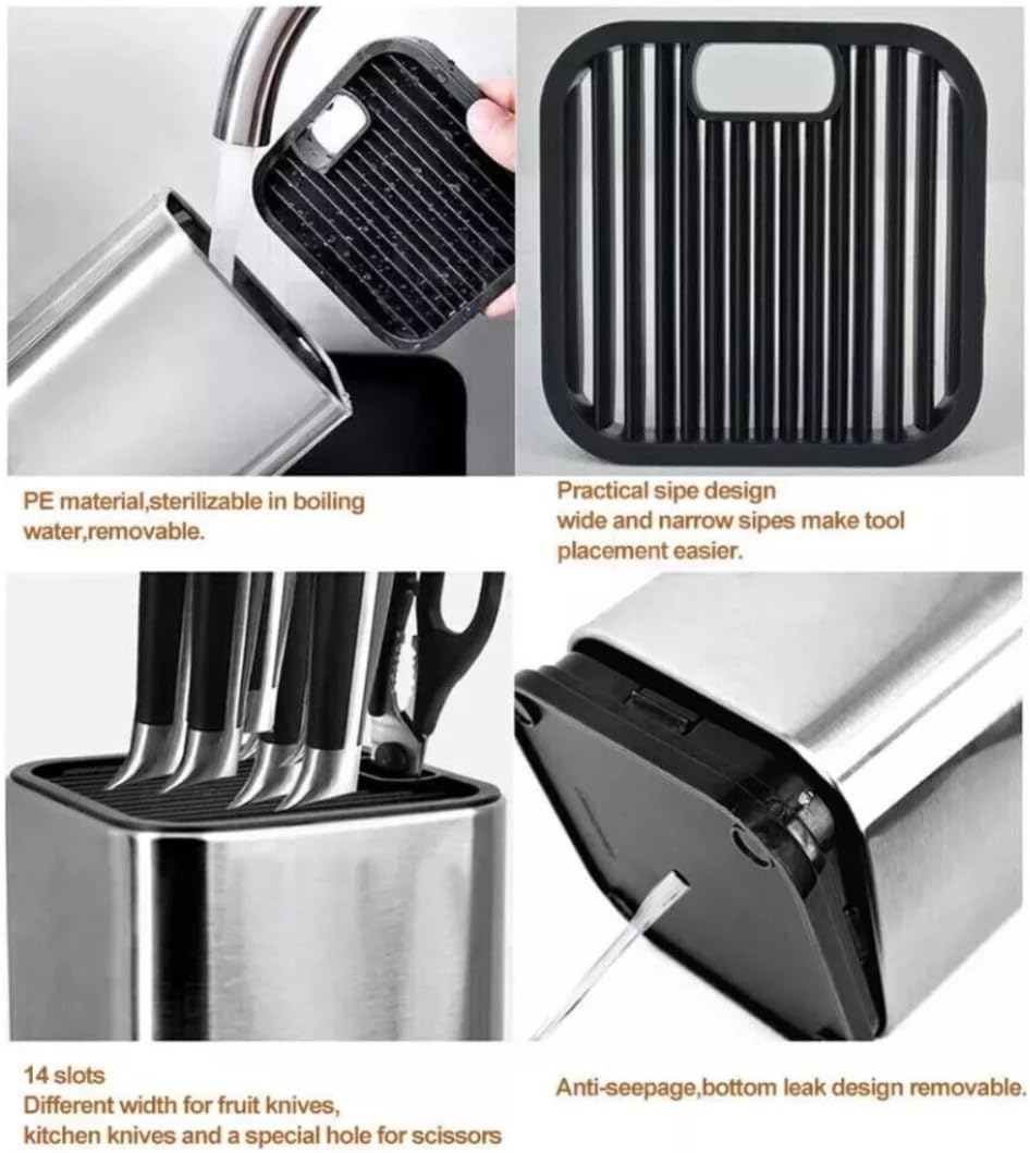 SMART PEPPER Knife Block Holder, Universal Knife Block without Knives, Space Saving Knife Storage and Protect Blades, Unique Modern Design with Scissor Slot image number 4