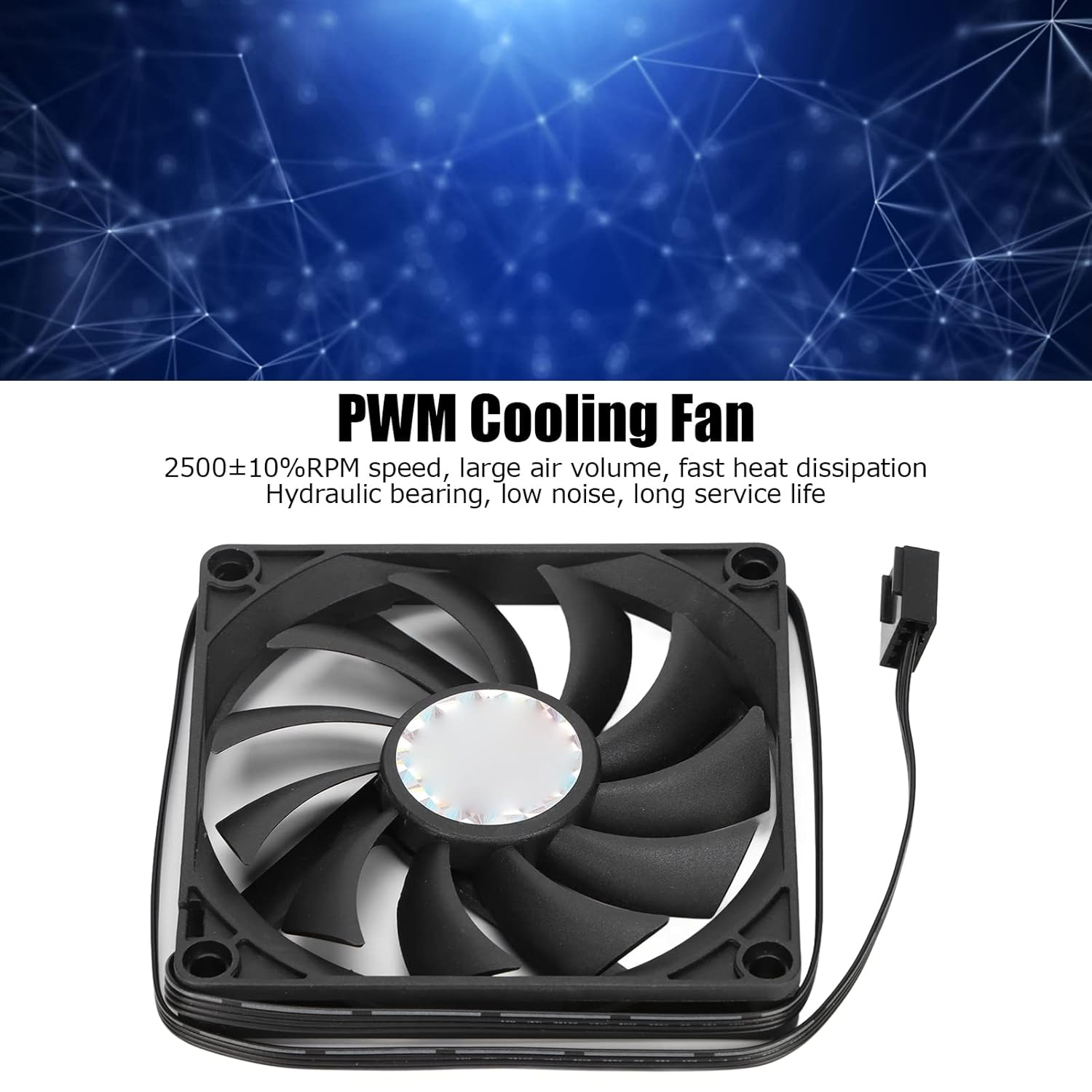 Diyeeni Computer Case Cooling Fan, 12V 4Pin PWM Silent Chassis Fan, 80Mm Silent Fans for Computer Cases, 2500 RPM Hydraulic Bearing, Long Life up to 40,000 Hours image number 6