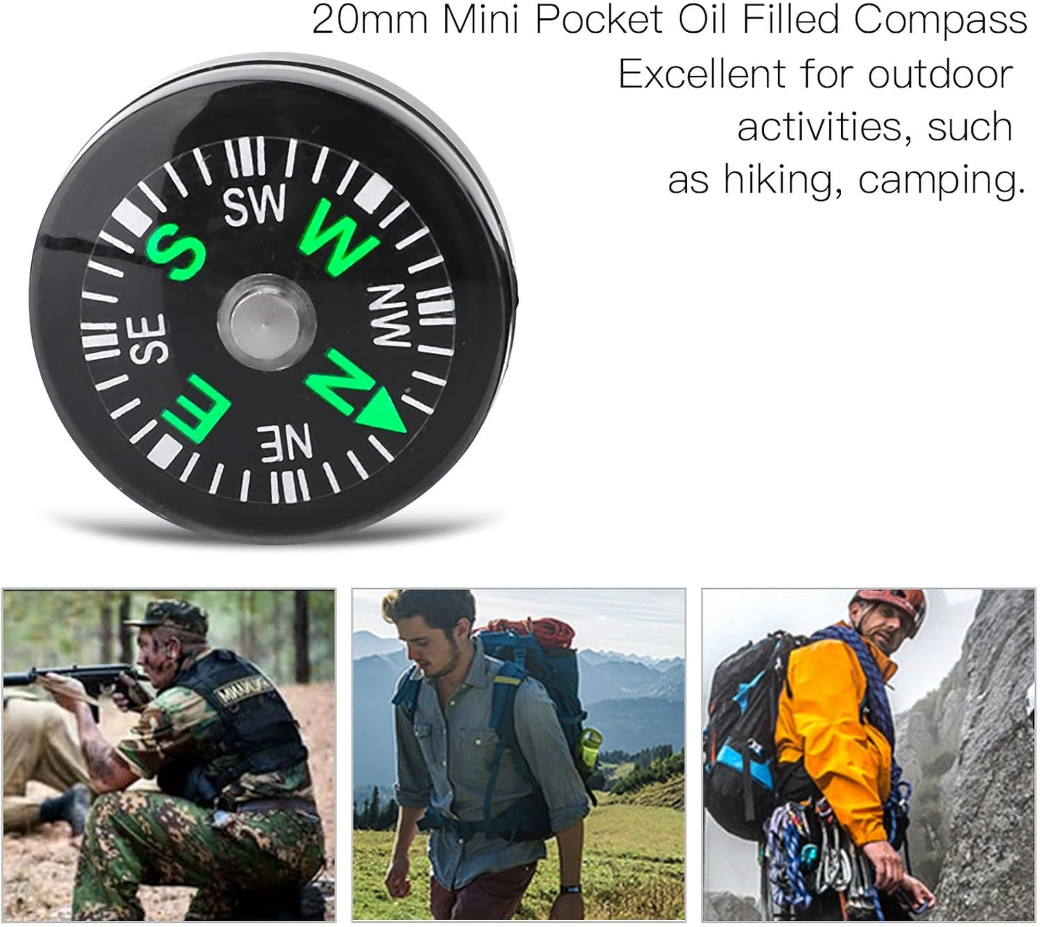 Watris Veiyi Pack of 12 20 Mm Mini Compass, Compass, Small, for Hiking, Camping, Outdoor Activities Accessories