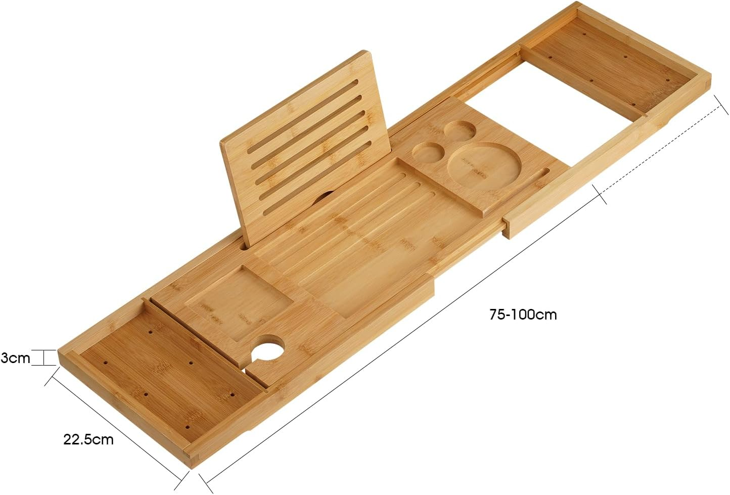 Bath Caddy Tray for Bathtub, Bathroom Bathtub Tray with Table Holder - Birthday Gifts for Women, Warming Gifts, Adjustable Bath Tray Bamboo Bathroom Accessories (Natural) image number 2