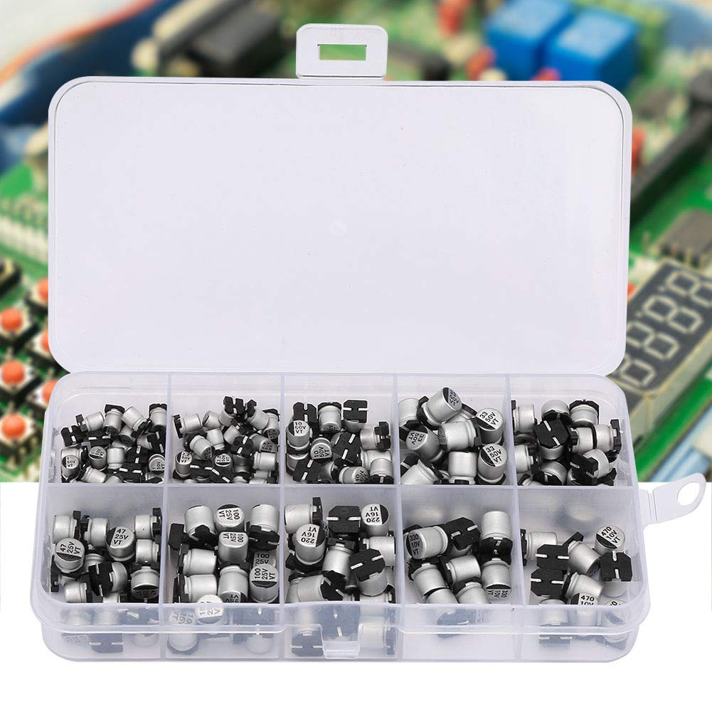 Fasient 200PCS 10 Values SMD round Surface Mount Capacitor Set 1Uf~470Uf 10-50V Integrated Circuits Application image number 6