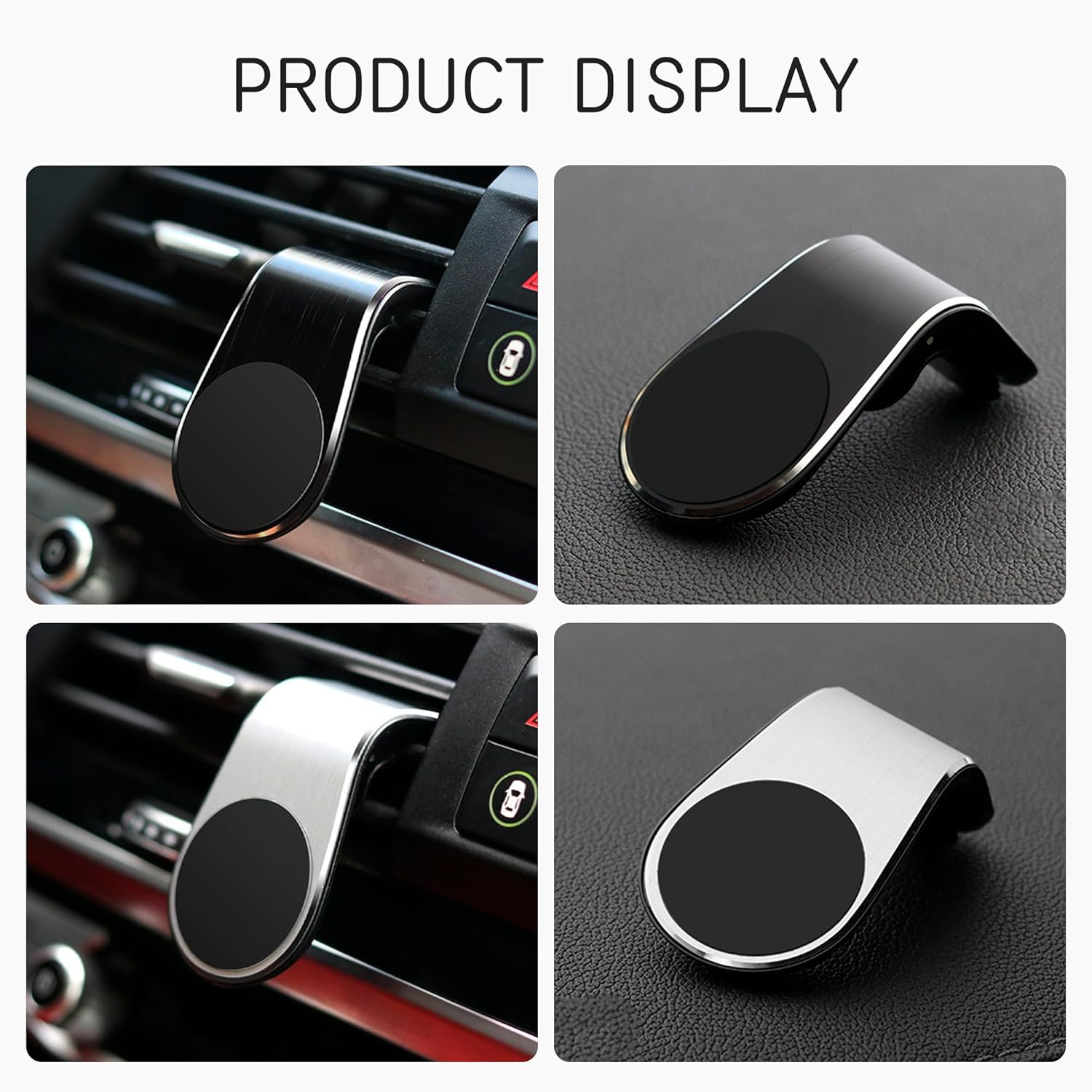 Mobile Phone Navigation Magnetic Bracke, Magnetic Phone Holder for Car, L Type 360&deg; Rotatable Non-Slip Automobile Cradles, Navigation Bracket for Any Smartphone (Black) image number 4