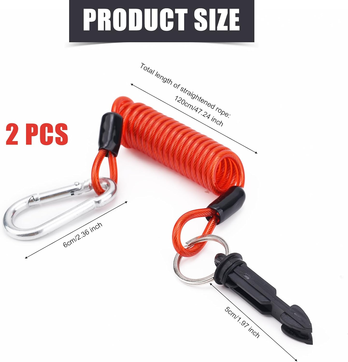 Gosknor 2Pcs Trailer Brake Away Cable, 4Ft High Rebound Spring Breakaway Coiled Cable Trailer Emergency Brake Cable Camper Safety Breakaway Cable for RV Trailer Emergency Camper image number 5