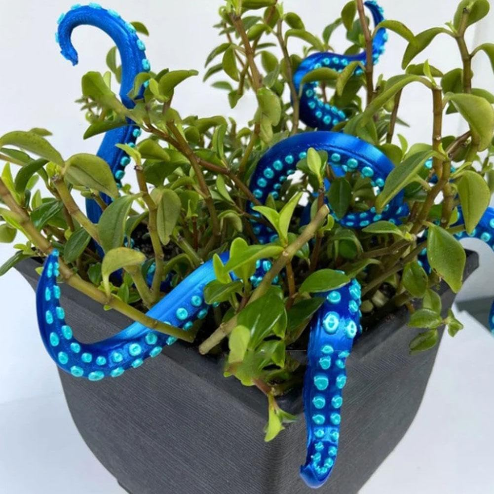 Qaoldh 7Pcs Octopus Tentacle Stakes,Glow in the Dark Octopus Plant Stakes,Resin Luminescent Decorative Garden Stakes for Plant Decor,Funny Halloween Plant Ornaments