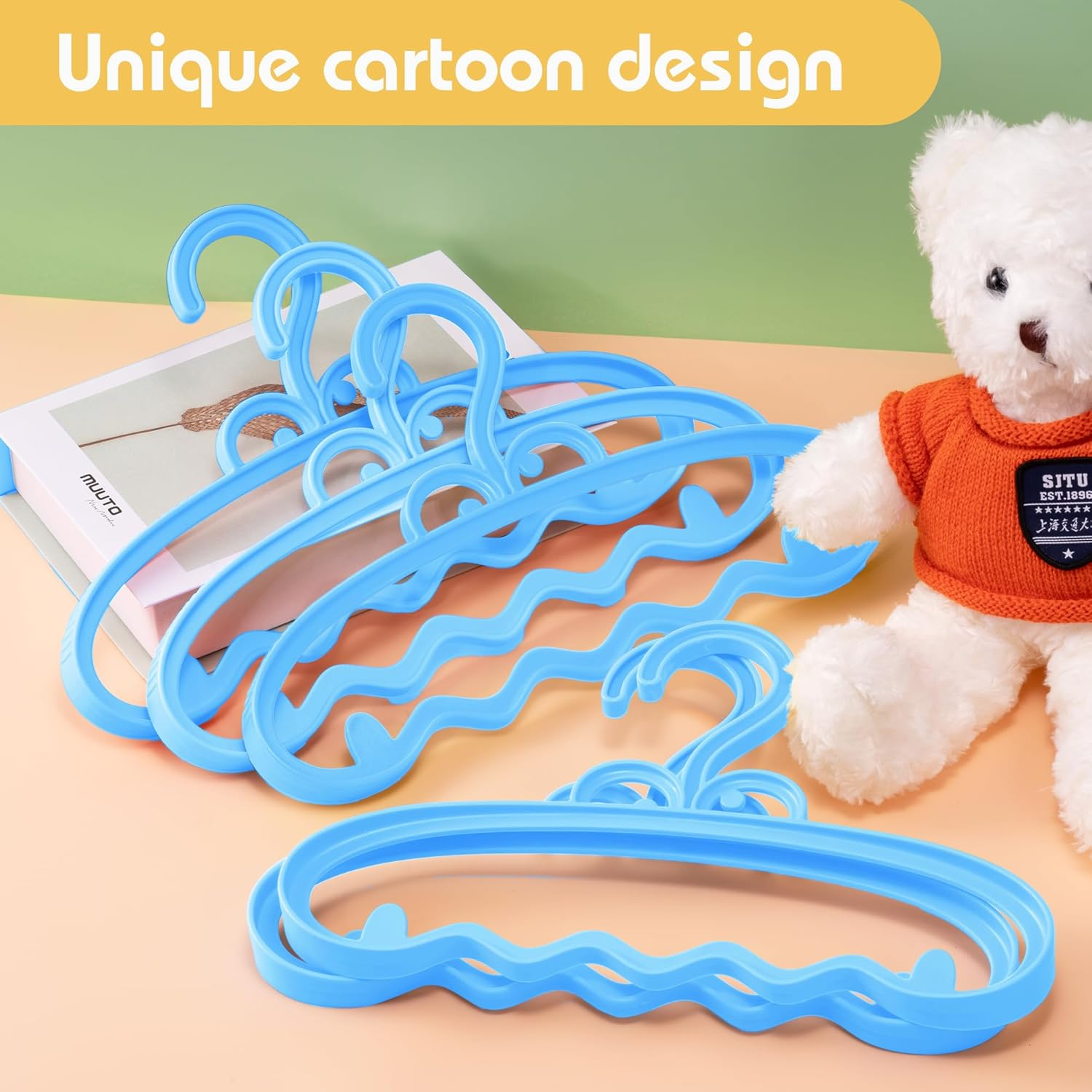 Li&Zhao Baby Clothes Hangers Plastic - 20 PCS Wide Kids Hangers Toddler Hangers Shirt Hangers Infant Hangers Children Hangers Plastic Hangers 20 Pack for Pants Coats Skirts Clothing image number 3