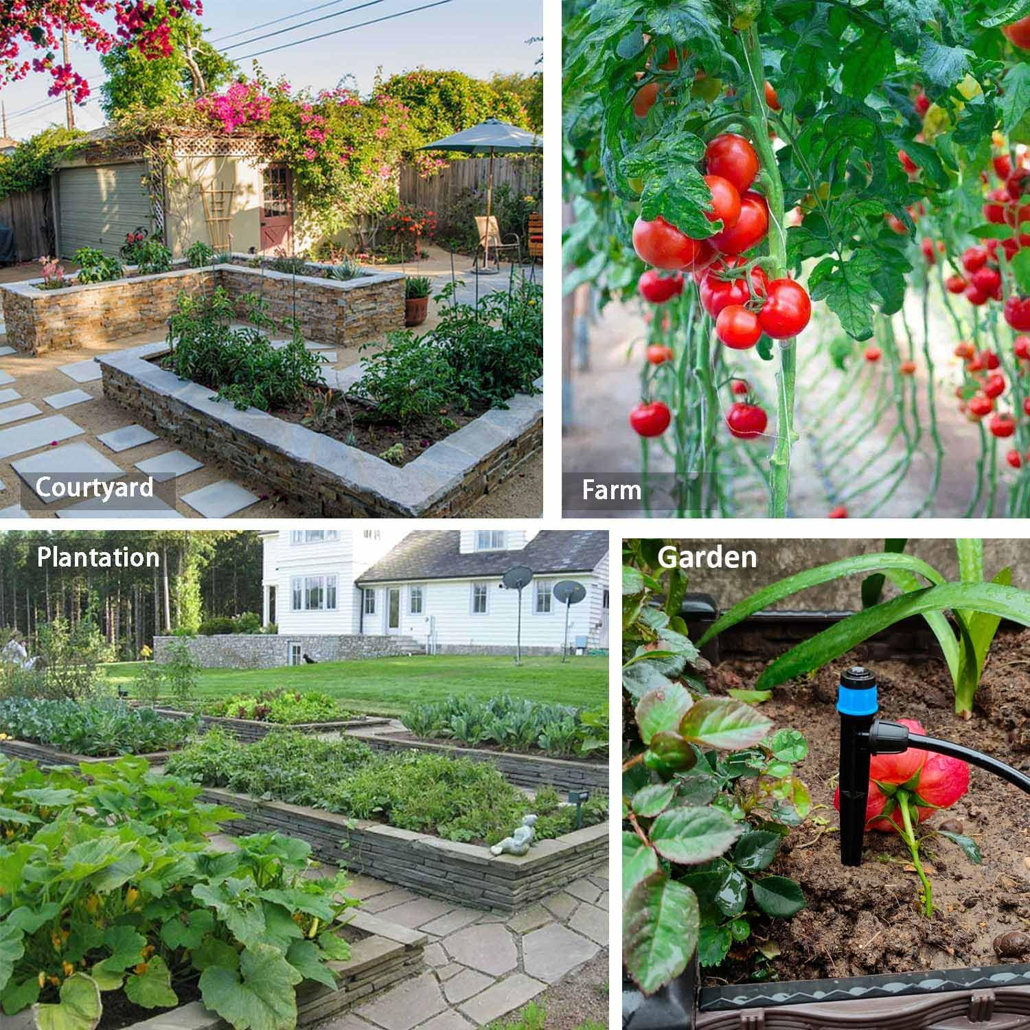 Drip Irrigation System with Water Timer 162Ft Drip Irrigation Kit 5/16&ldquo;ID and 1/4 Inch Pipe Auto Watering System for Garden Adjustable Spray, for Greenhouse, Garden, Lawn, Potted Plants Black