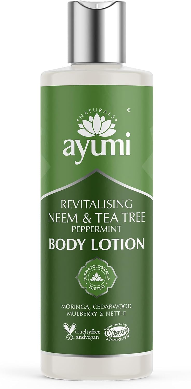 Ayumi Neem & Tea Tree Body Lotion. Vegan, Cruelty-Free, Dermatologically-Tested, 3 X 250Ml image number 2