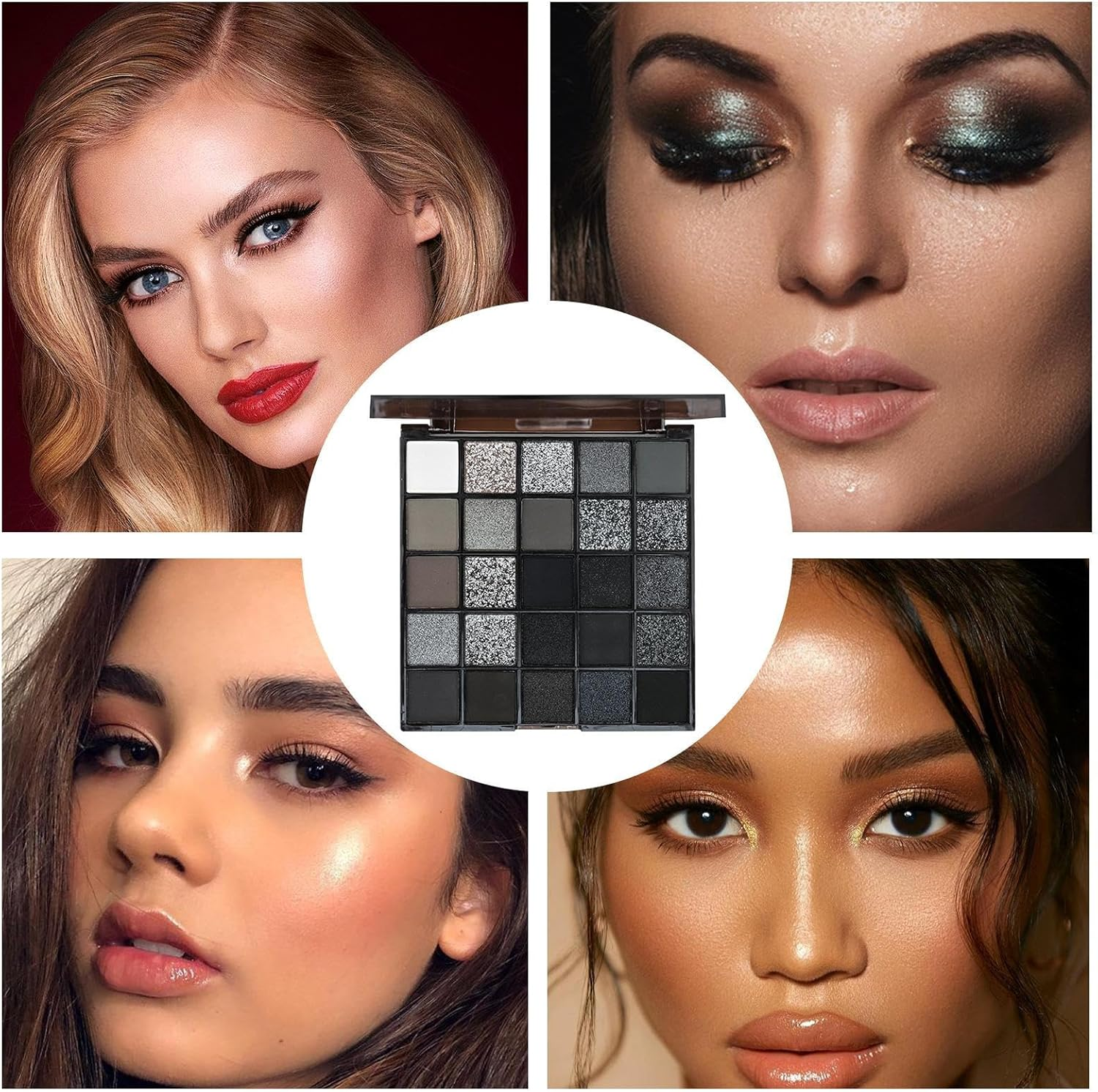 Dark Eyeshadow Palette &ndash; 25 Color Matte Shimmer, Black Smoky Eyeshadow, Blendable Gothic Powder with Cool Tone Shades | Holiday Eye Look for Christmas Easter Halloween Party Cosplay Night Out image number 1