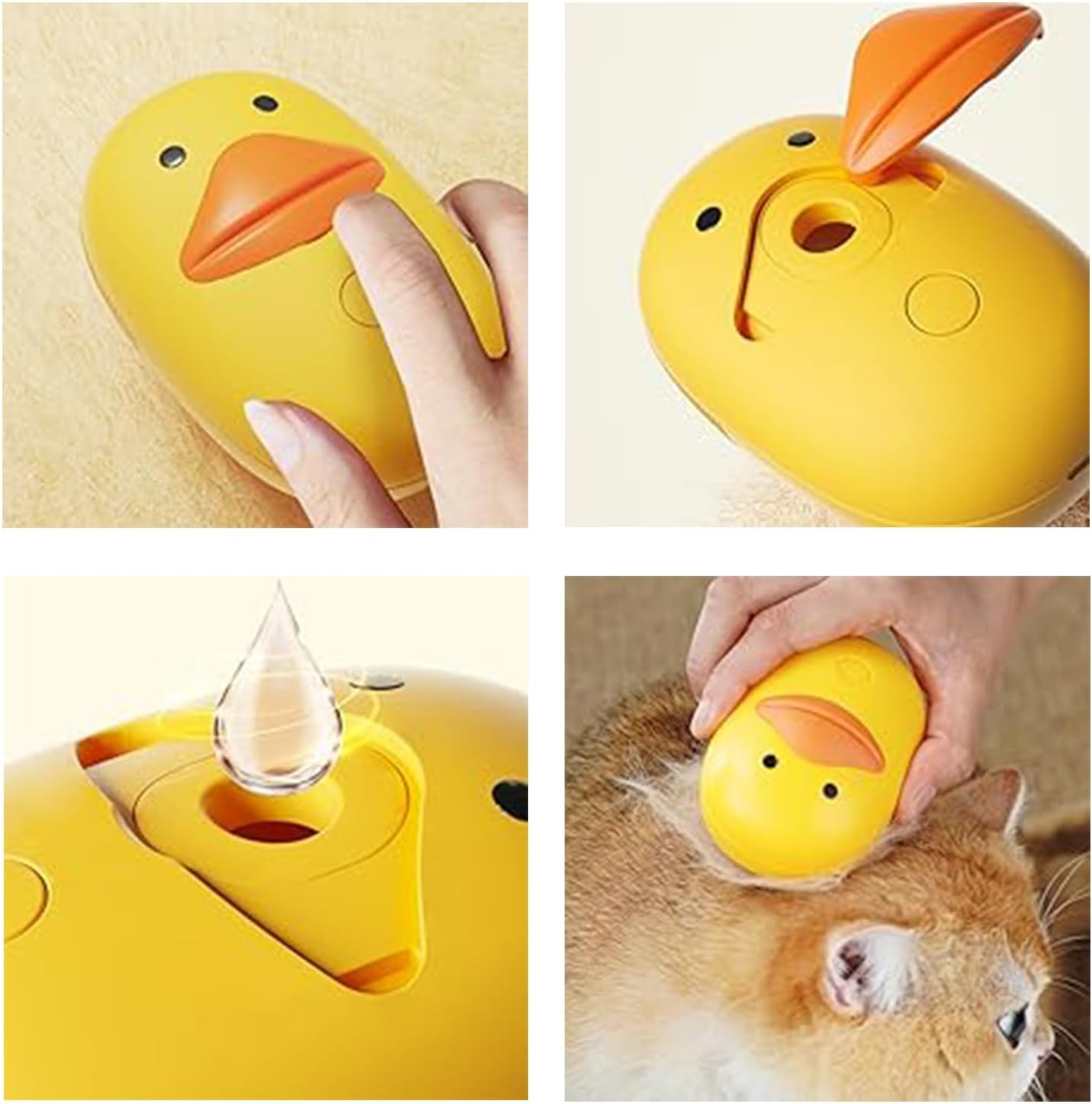 Cat Steam Brush - 3 in 1 Grooming, Spray, Massage Hair Removal Comb for Tangled and Loose Hair - Rechargeable Silicone Pet Steam Brush for Cats Dogs (Yellow) - White image number 7