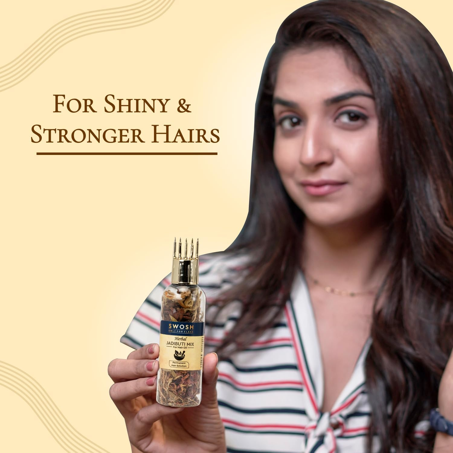 SWOSH Ayurvedic Herbs and Herbal Dry Jadibutti Mixture for Hair Oil Infusion 10 Gram(0.35 Oz) Bottle with Comb Applicator image number 3