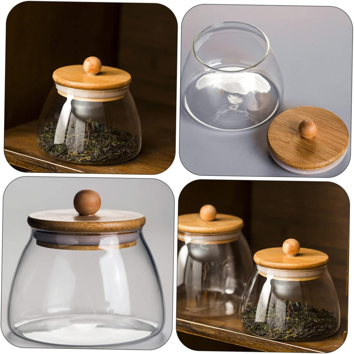 HOLIDYOYO 2Pcs Glass Candy Jar Lid Airtight Storage for Sweets Cookies Snacks Glass Design for Wedding Favors and Home Organization image number 5