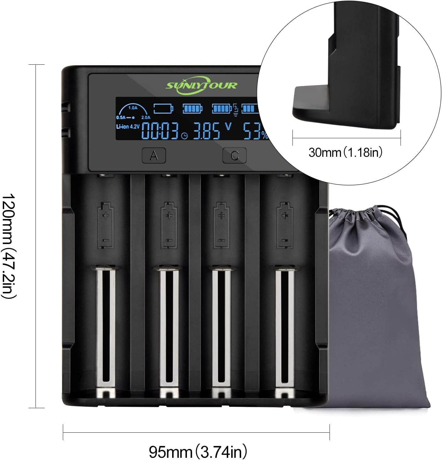 21750 21700 Battery Charger, 4 Slots 18650 Battery Charger 21750 18650 21700 Charger for 20700 22500 22650 26650 26700 16340 (R) CR123. 17650 17670 Rechargeable Battery with PCB Protection Board image number 4